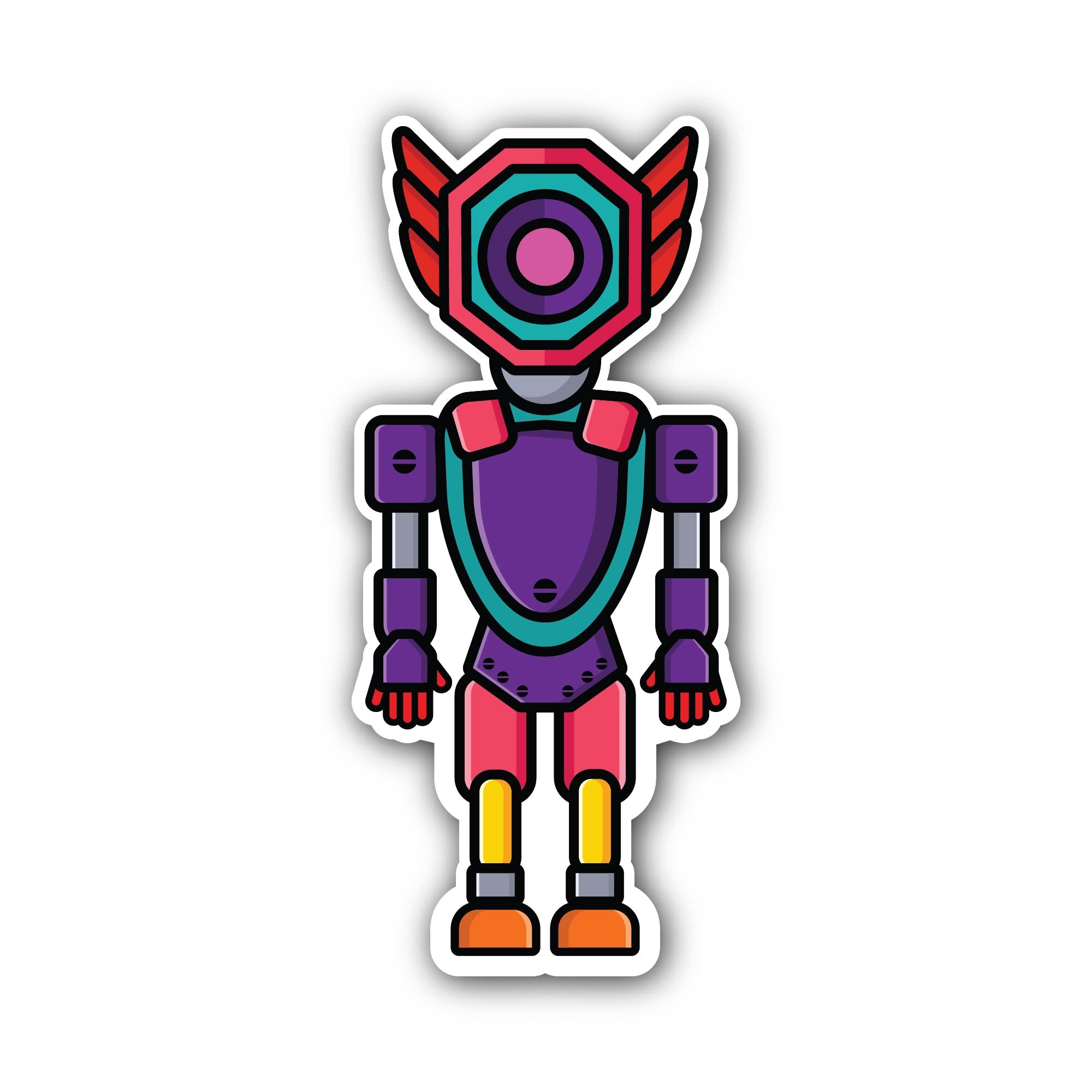 Robot Boy Sticker, Waterproof Vinyl Decal Sticker Indoor Or Outdoor 2 (Pieces) 3" and 5"