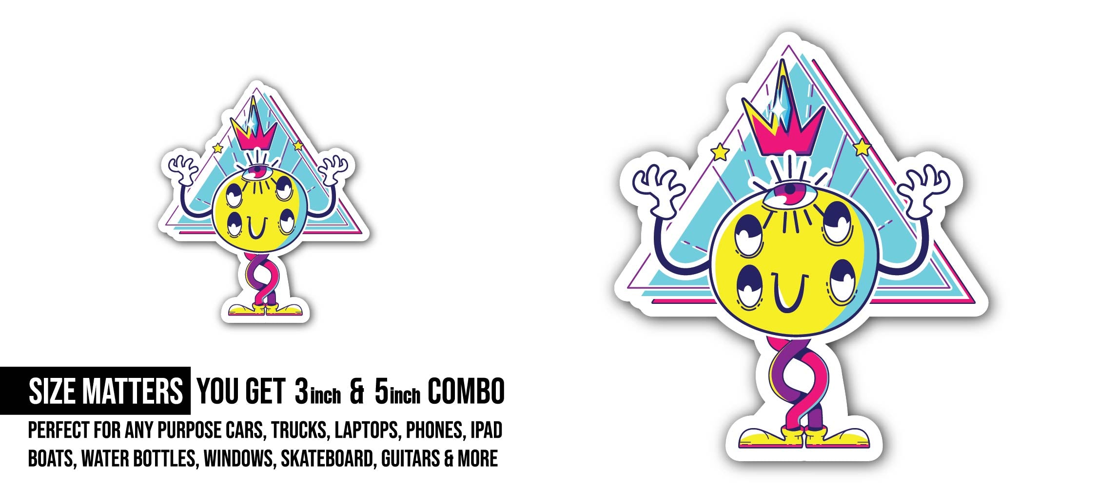 The All-Seeing Orb Sticker, Waterproof Vinyl Decal Sticker Indoor Or Outdoor 2 (Pieces) 3" and 5"