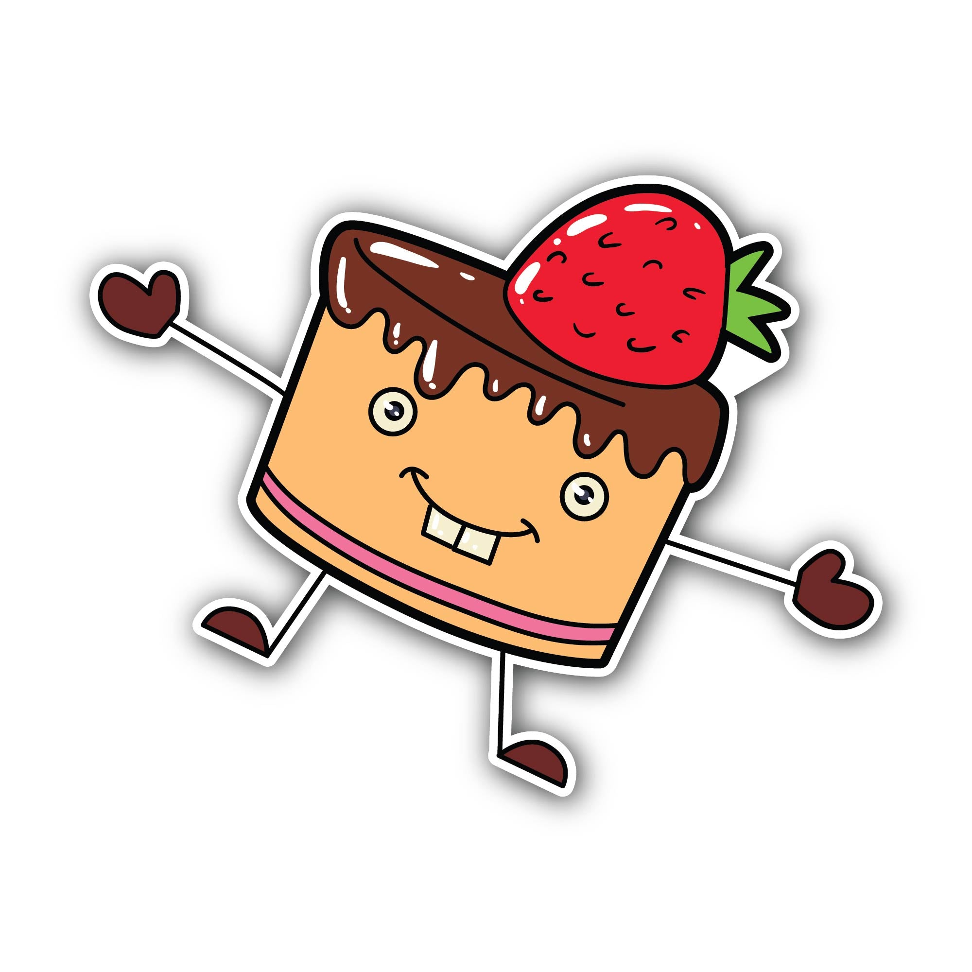 Strawberry Cake Sticker, Waterproof Vinyl Decal Sticker Indoor Or Outdoor 2 (Pieces) 3" and 5"
