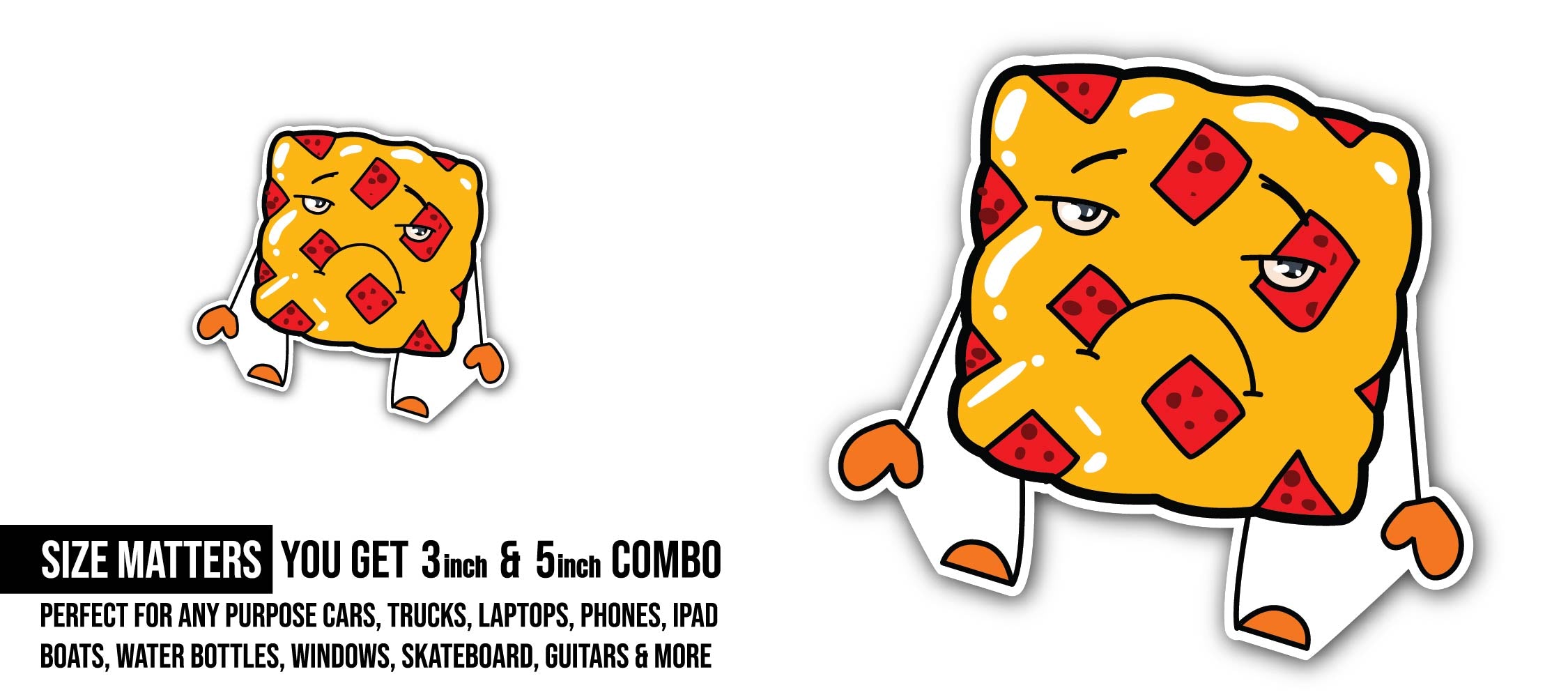 Sad Biscuits Man Sticker, Waterproof Vinyl Decal Sticker Indoor Or Outdoor 2 (Pieces) 3" and 5"