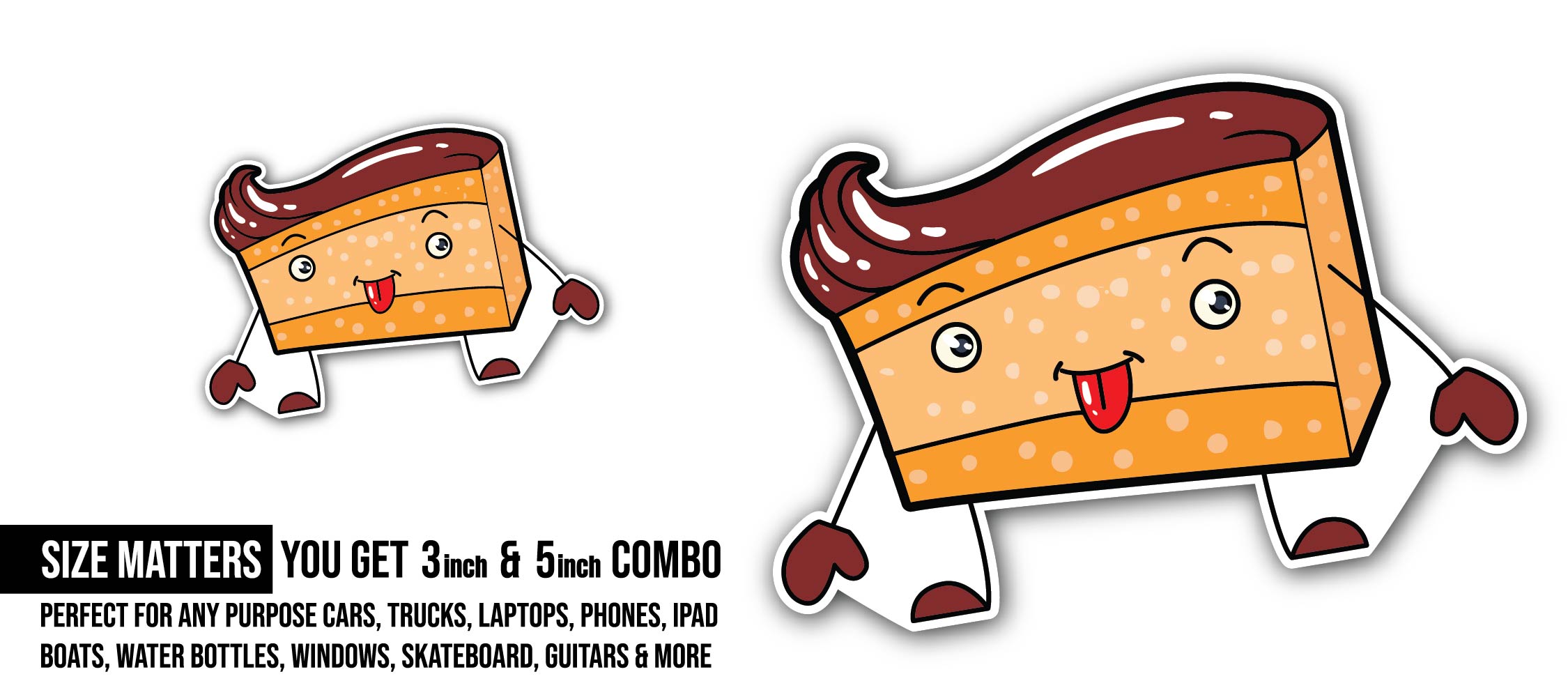 Castella Cake Sticker, Waterproof Vinyl Decal Sticker Indoor Or Outdoor 2 (Pieces) 3" and 5"