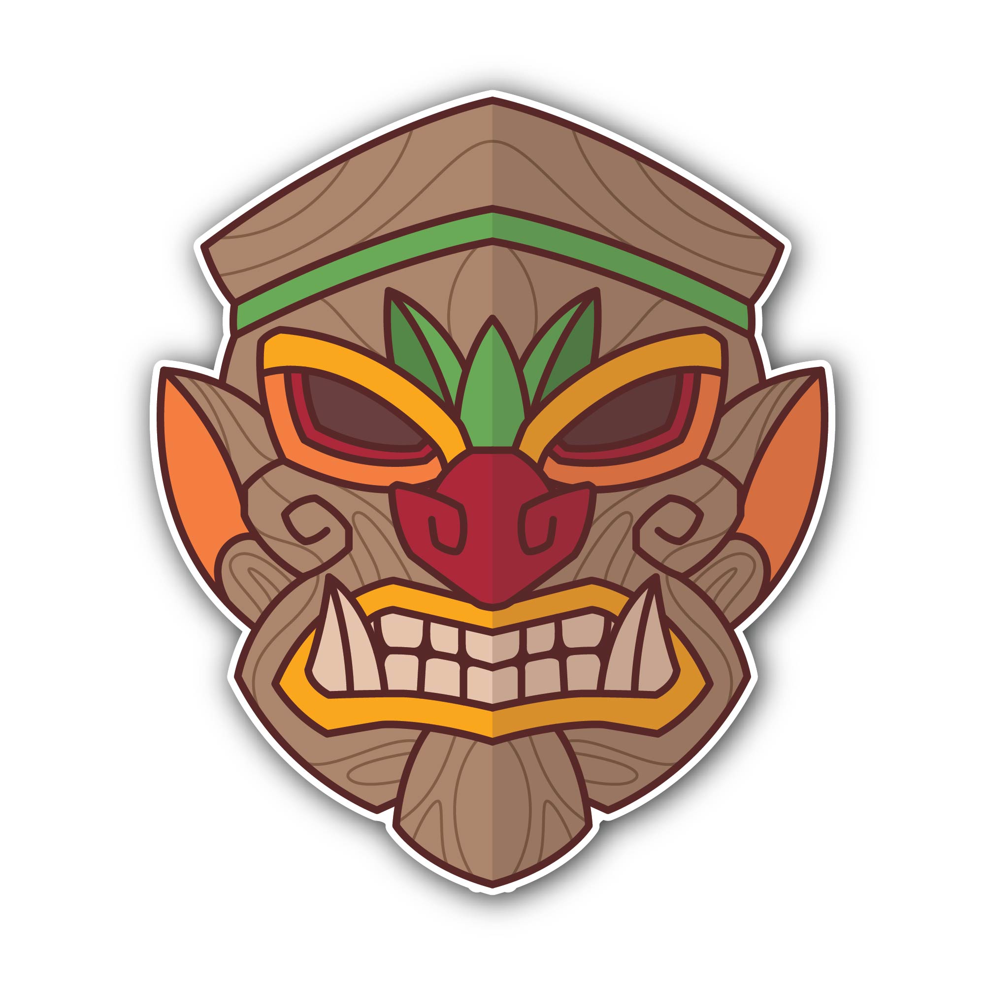 Tiki Mask Sticker, Waterproof Vinyl Decal Sticker Indoor Or Outdoor 2 (Pieces) 3" and 5"