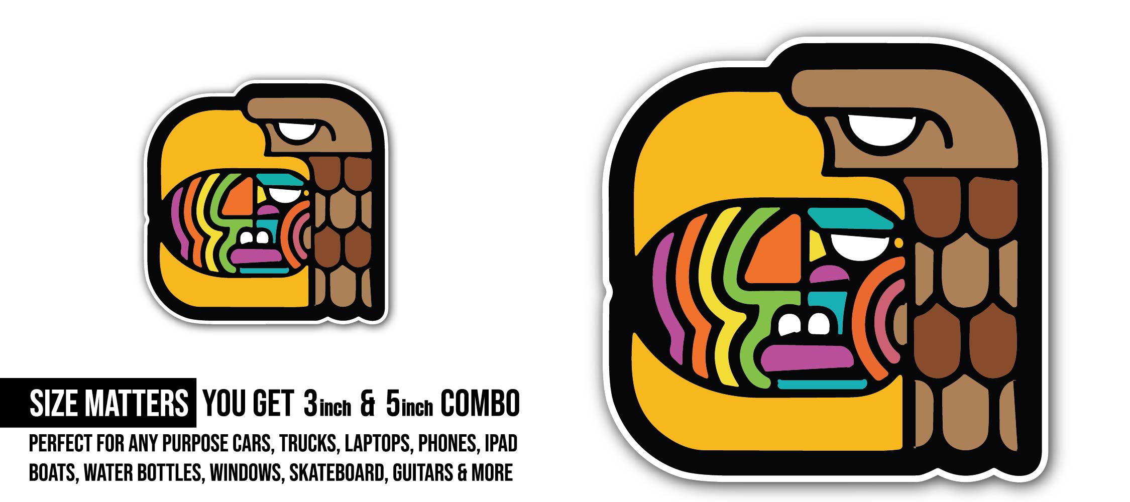 Tribal Eagle Head Sticker, Waterproof Vinyl Decal Sticker Indoor Or Outdoor 2 (Pieces) 3" and 5"