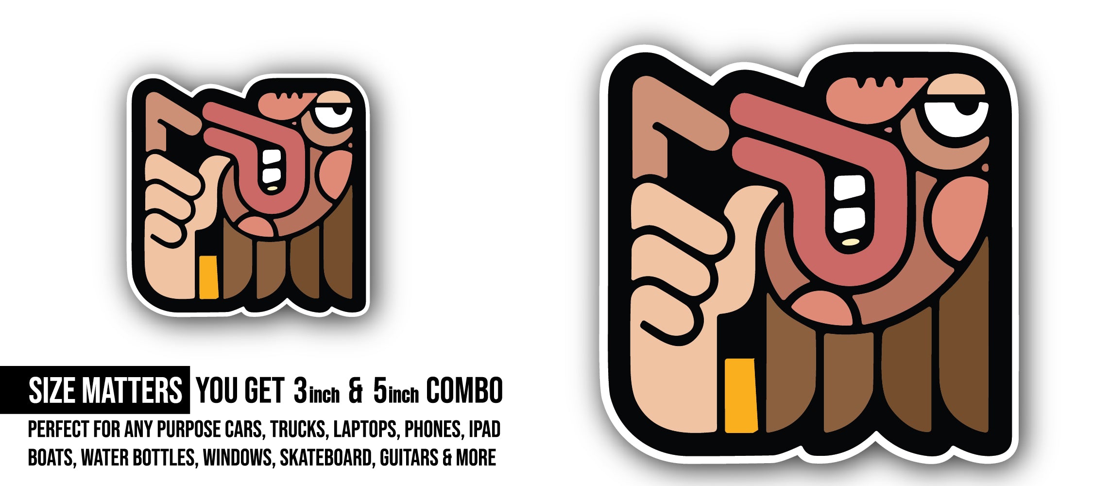 Arte Zombie Sticker, Waterproof Vinyl Decal Sticker Indoor Or Outdoor 2 (Pieces) 3" and 5"