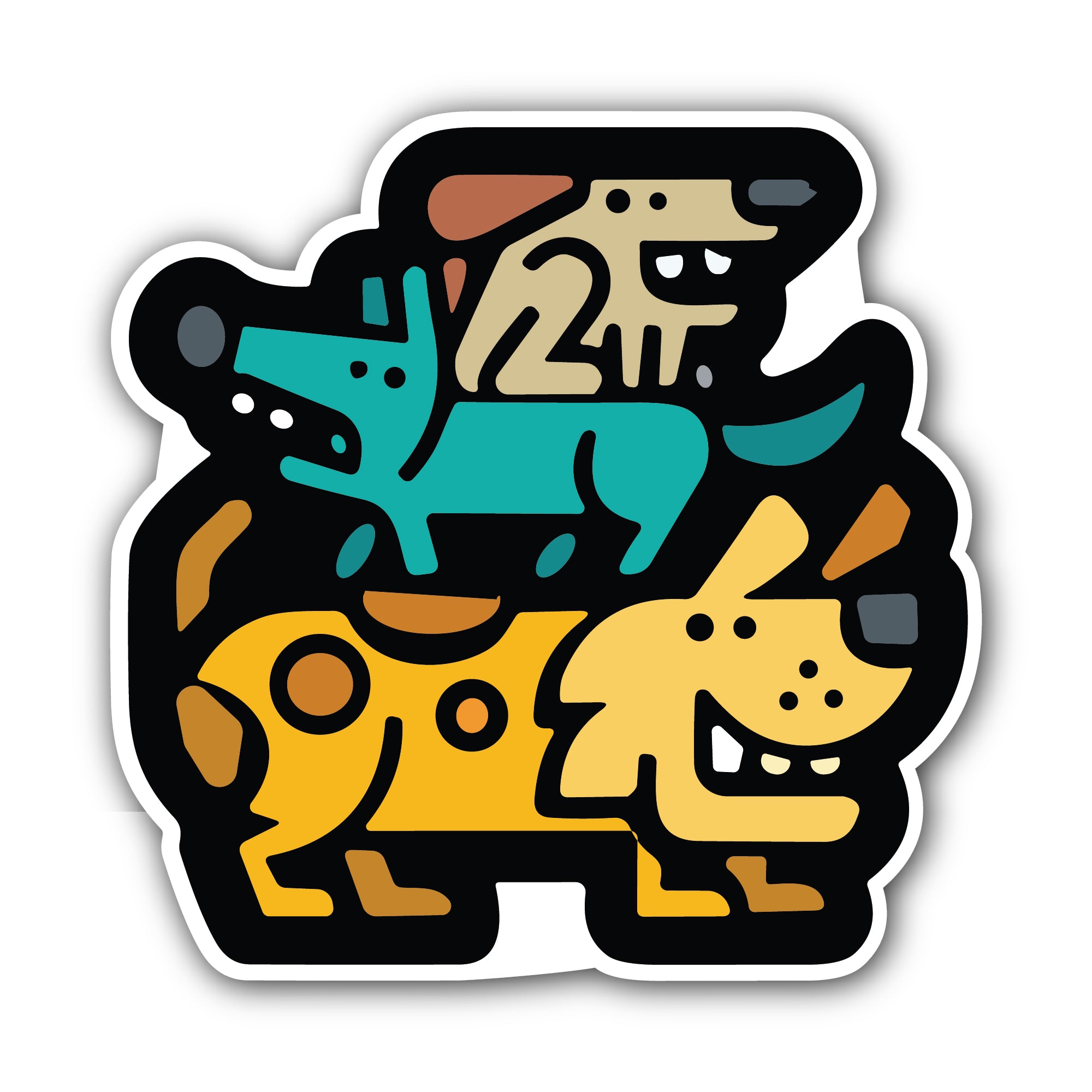 Stacked Dogs Sticker, Waterproof Vinyl Decal Sticker Indoor Or Outdoor 2 (Pieces) 3" and 5"