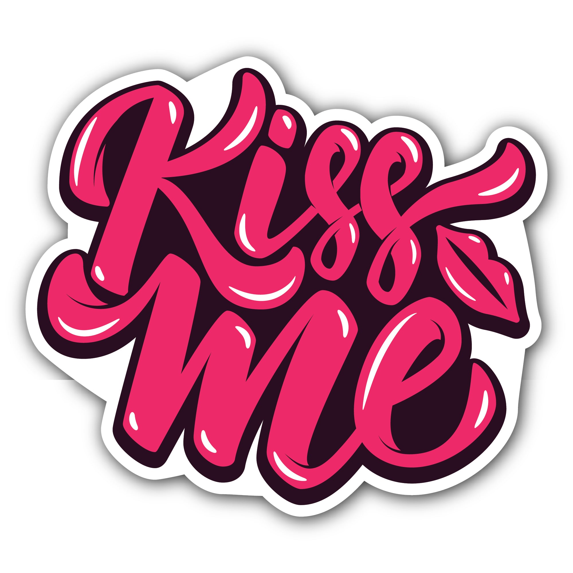 Kiss Me Sticker, Waterproof Vinyl Decal Sticker Indoor Or Outdoor 2 (Pieces) 3" and 5"