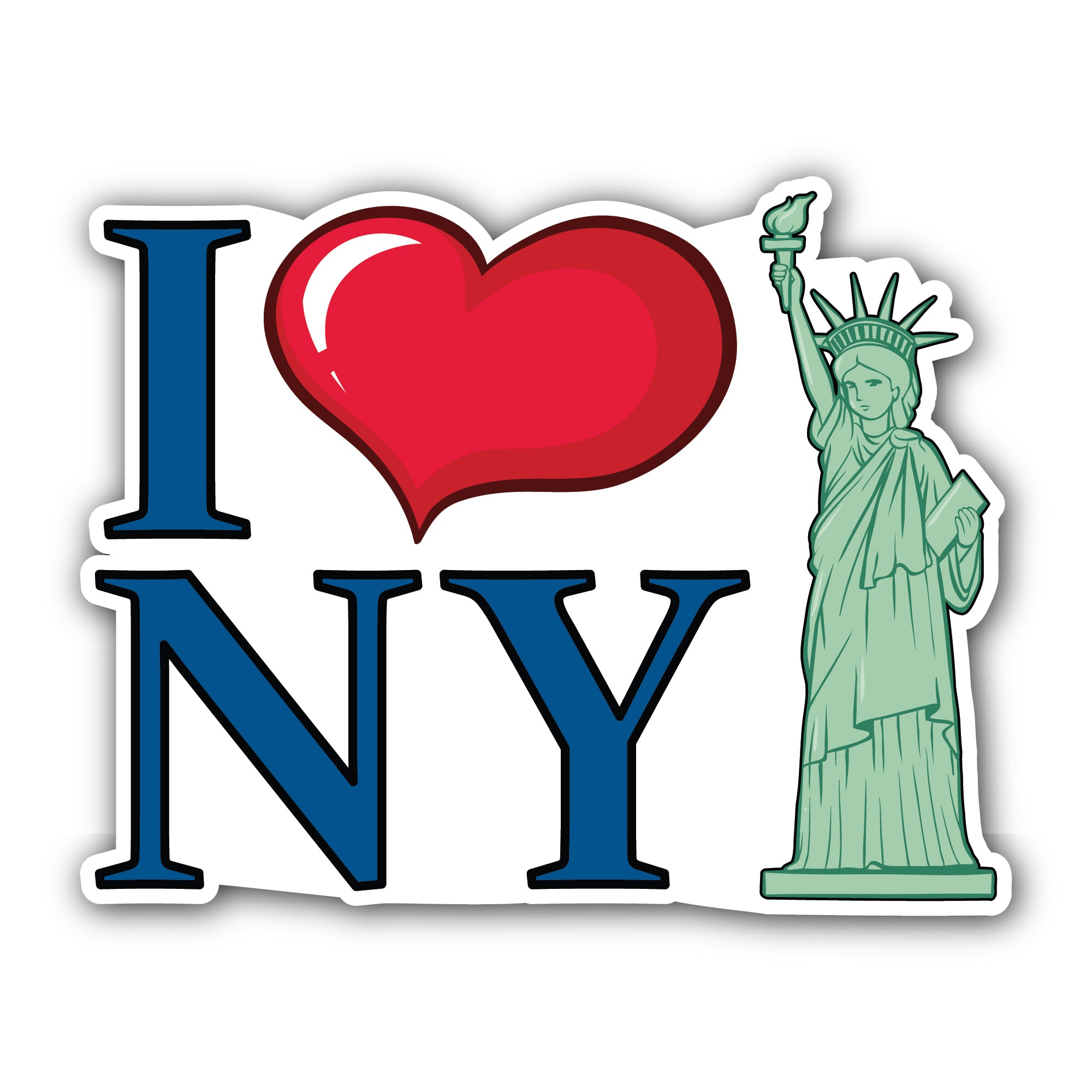 I Love New York Sticker, Waterproof Vinyl Decal Sticker Indoor Or Outdoor 2 (Pieces) 3" and 5"
