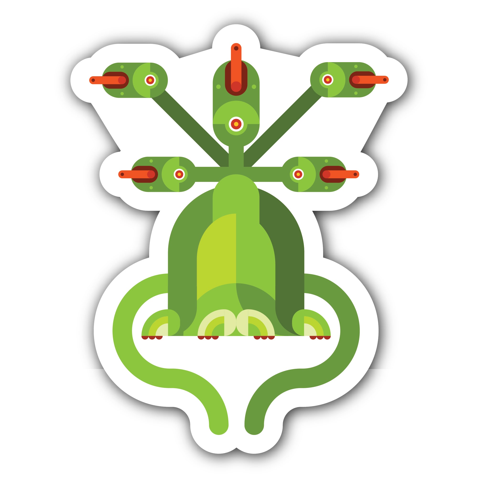 Green Alien Sticker, Waterproof Vinyl Decal Sticker Indoor Or Outdoor 2 (Pieces) 3" and 5"