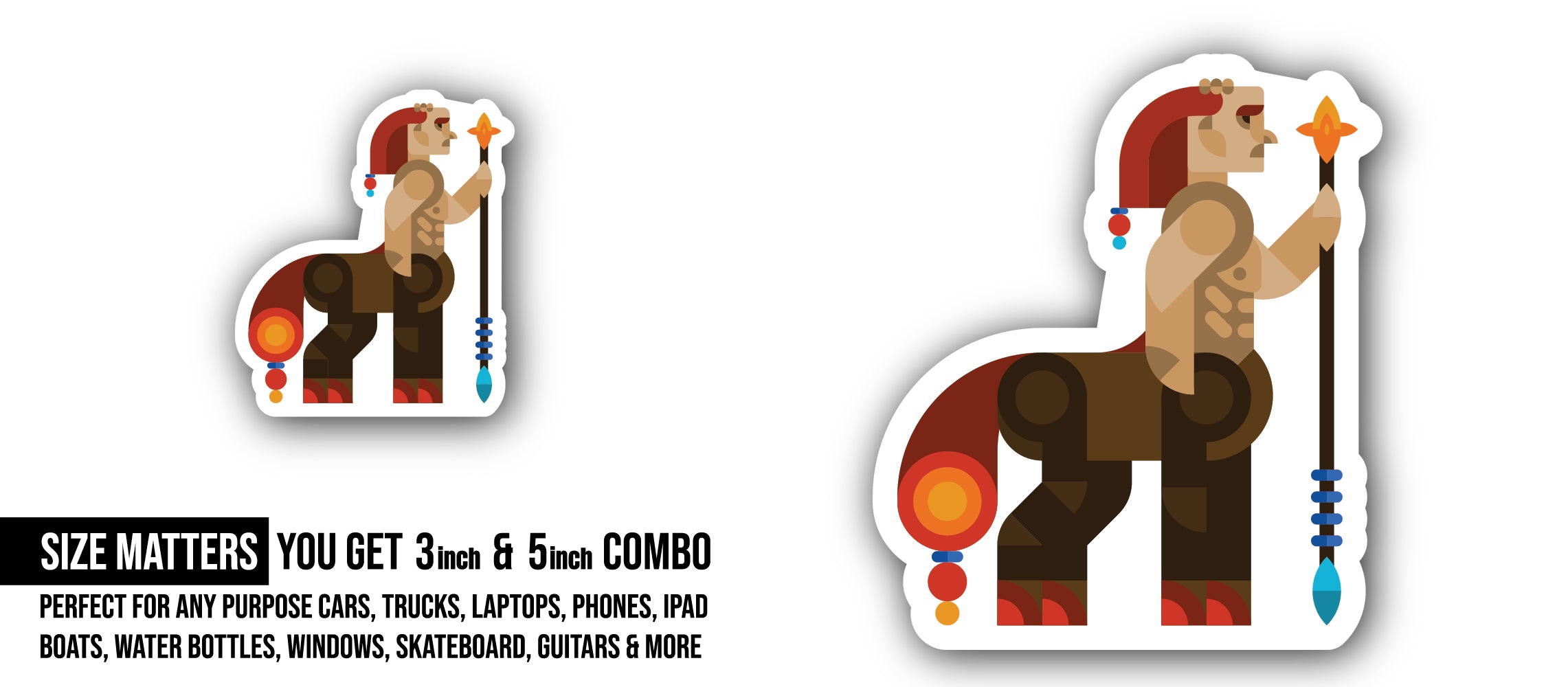 Centaur Guy Sticker, Waterproof Vinyl Decal Sticker Indoor Or Outdoor 2 (Pieces) 3" and 5"