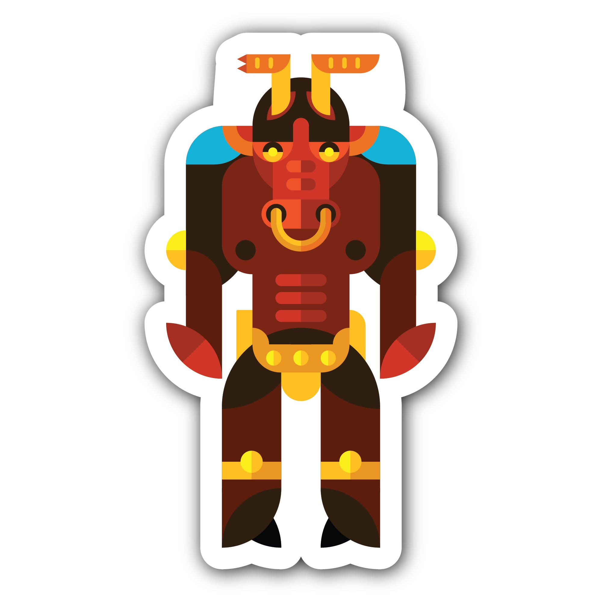 Geometric Minotaur Sticker, Waterproof Vinyl Decal Sticker Indoor Or Outdoor 2 (Pieces) 3" and 5"