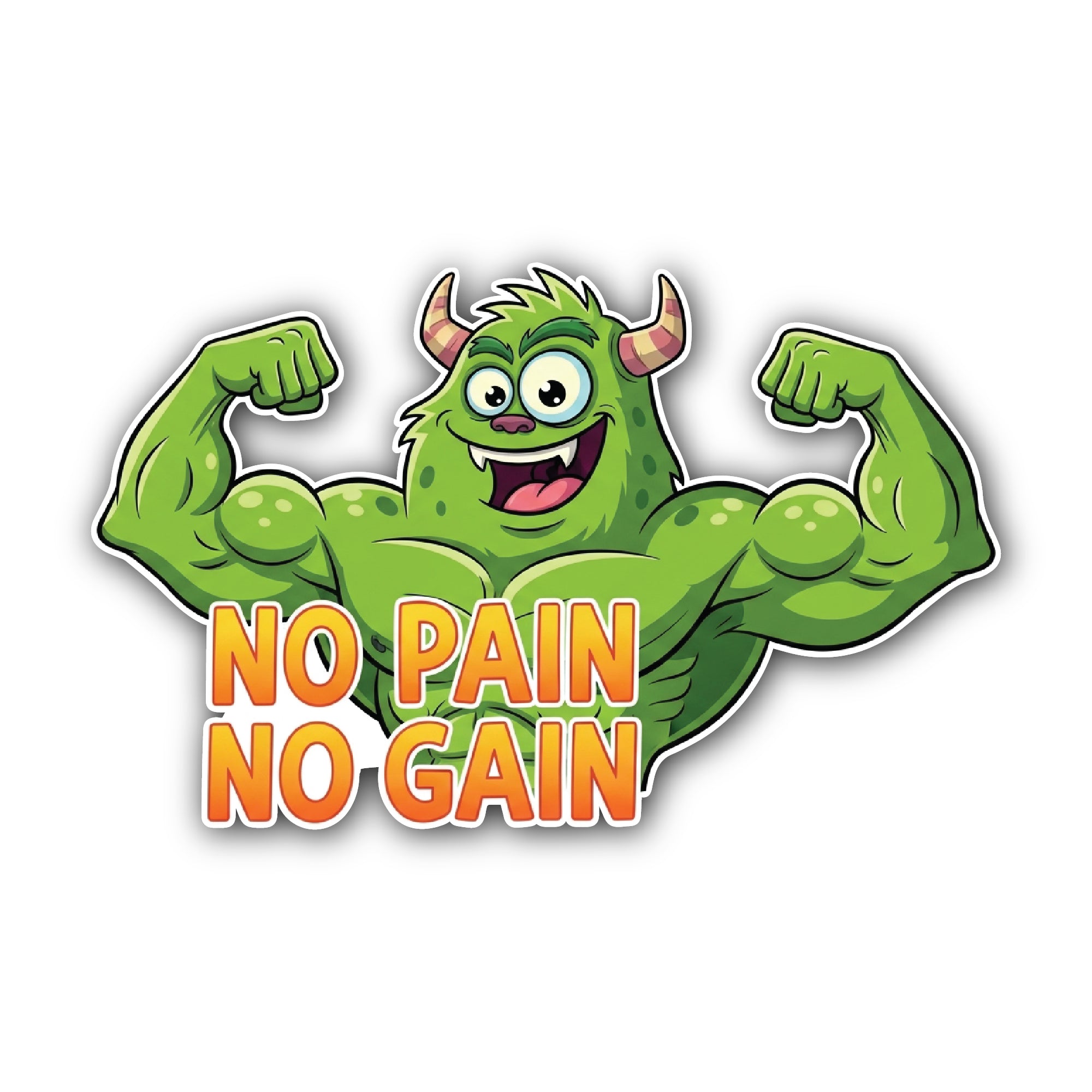 No Pain No Gain Monster Sticker, Waterproof Vinyl Decal Sticker Indoor Or Outdoor 2 (Pieces) 3" and 5"