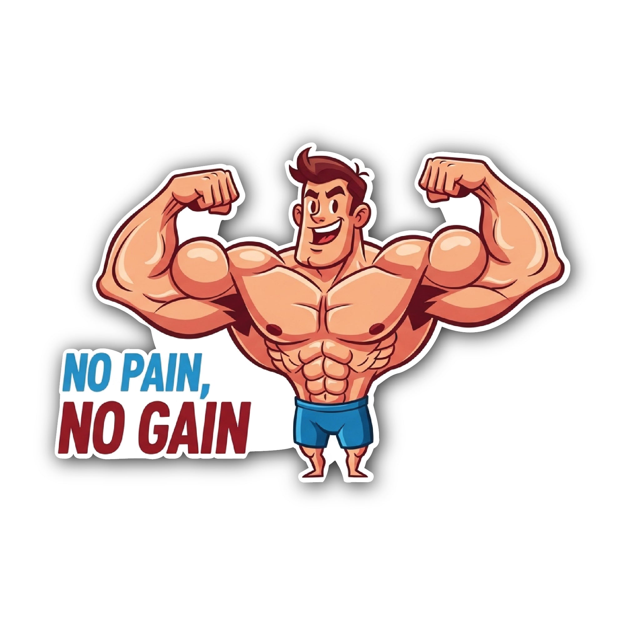 Muscular Man Sticker, Waterproof Vinyl Decal Sticker Indoor Or Outdoor 2 (Pieces) 3" and 5"