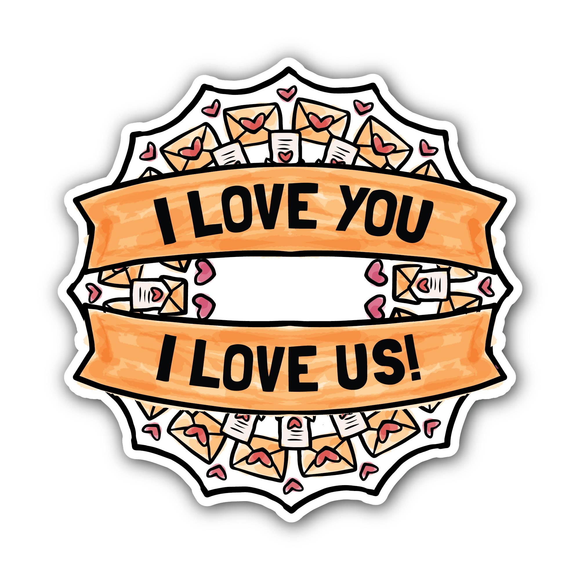 I Love Us & I Love You Sticker, Waterproof Vinyl Decal Sticker Indoor Or Outdoor 2 (Pieces) 3" and 5"
