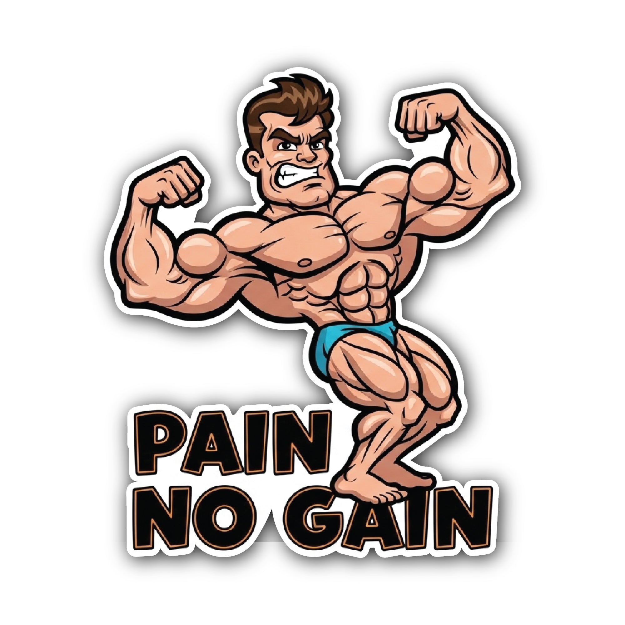 No Pain and Gain Sticker, Waterproof Vinyl Decal Sticker Indoor Or Outdoor 2 (Pieces) 3" and 5"