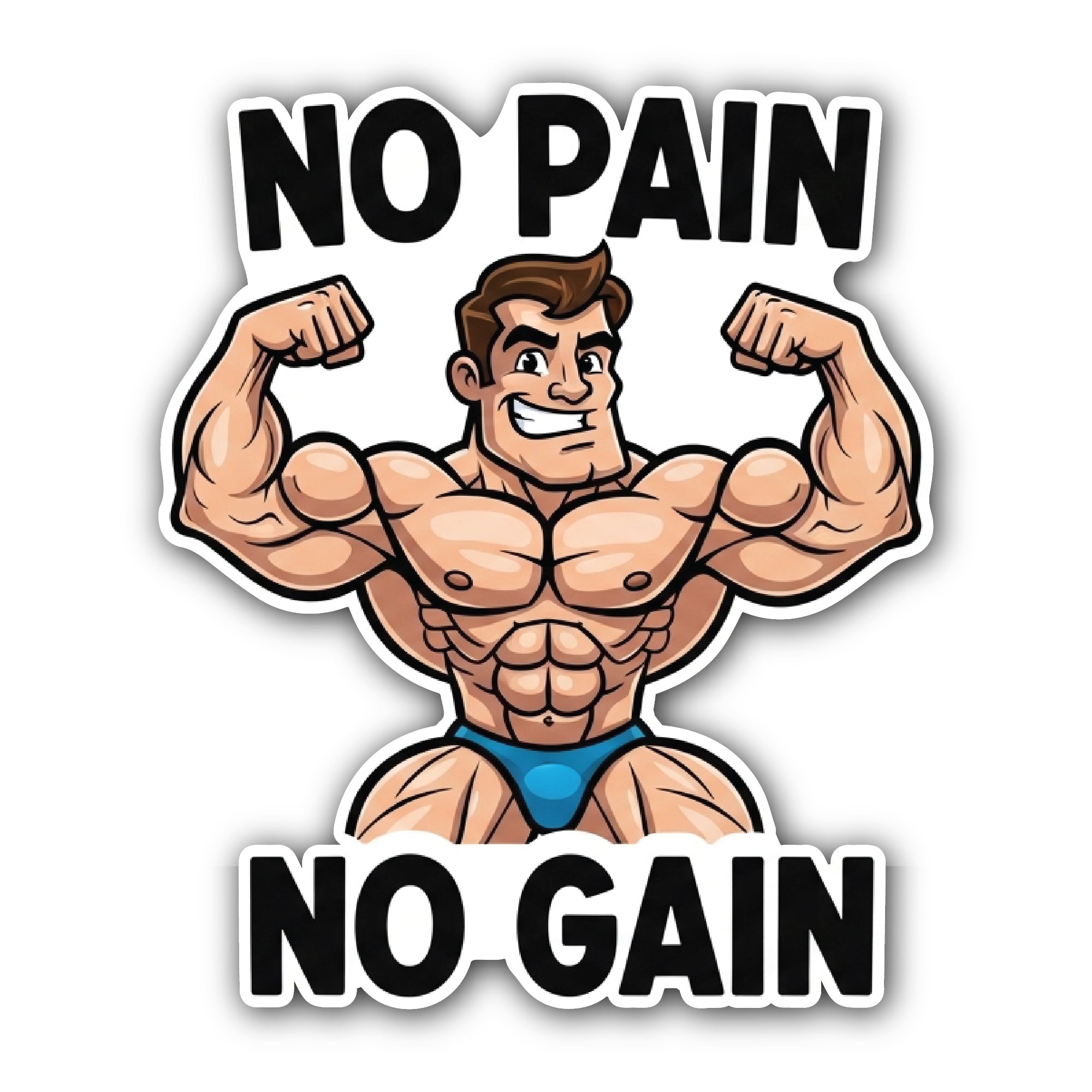 No Pain No Gain Sticker, Waterproof Vinyl Decal Sticker Indoor Or Outdoor 2 (Pieces) 3" and 5"