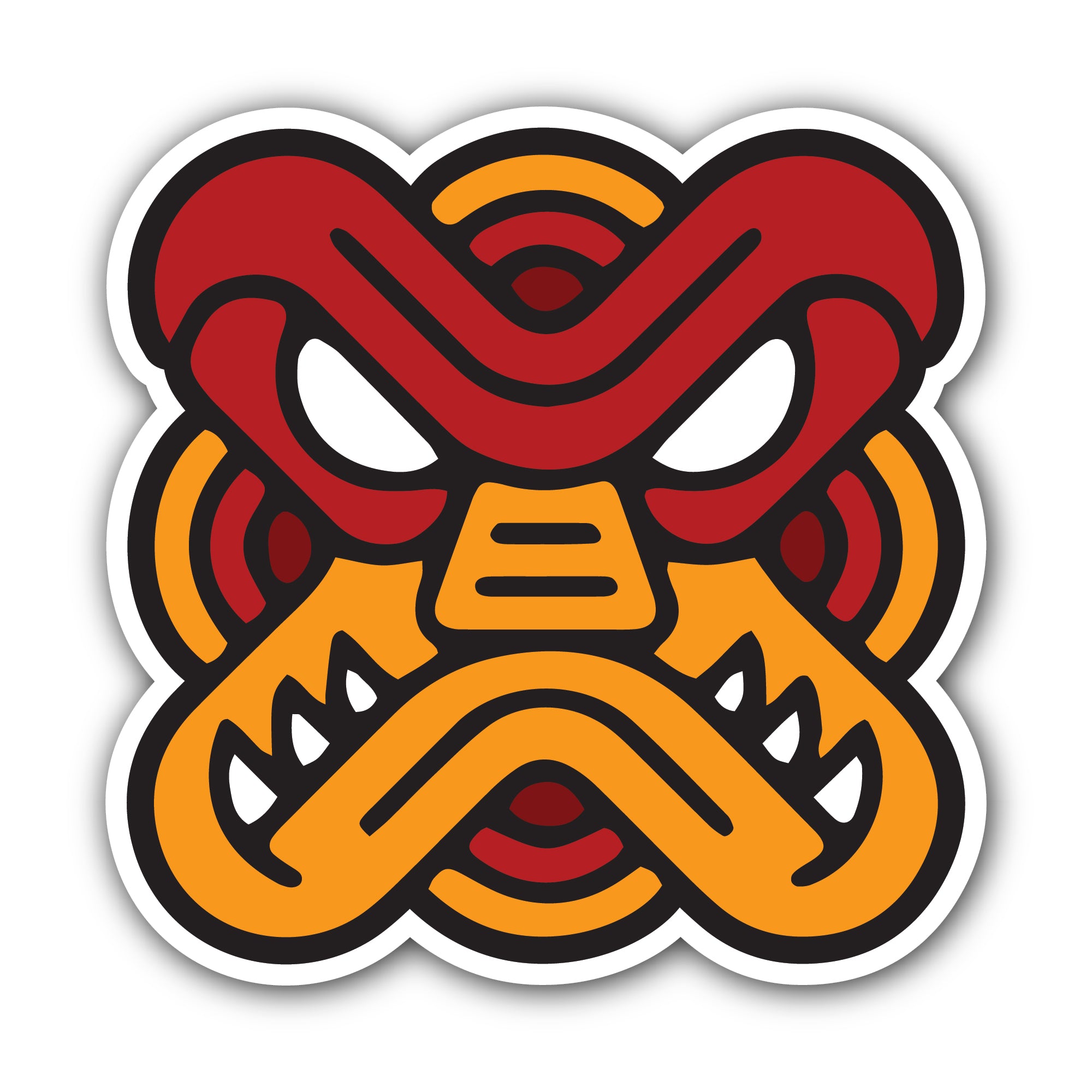 Mayan mask Sticker, Waterproof Vinyl Decal Sticker Indoor Or Outdoor 2 (Pieces) 3" and 5"