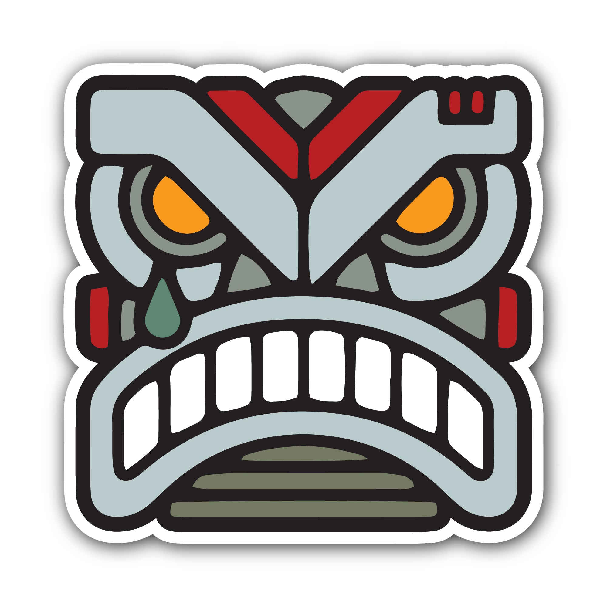 Tiki Mask Sticker, Waterproof Vinyl Decal Sticker Indoor Or Outdoor 2 (Pieces) 3" and 5"