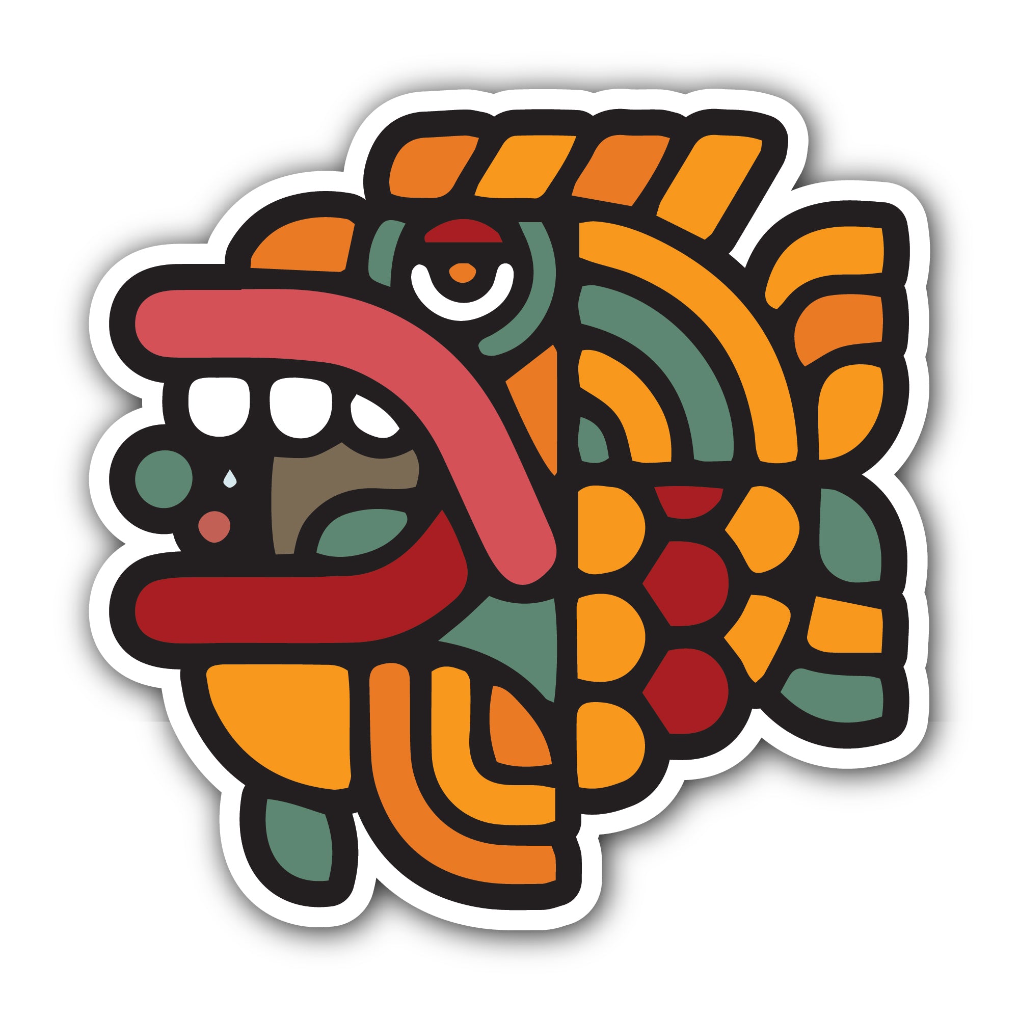 Mayan Fish Sticker, Waterproof Vinyl Decal Sticker Indoor Or Outdoor 2 (Pieces) 3" and 5"