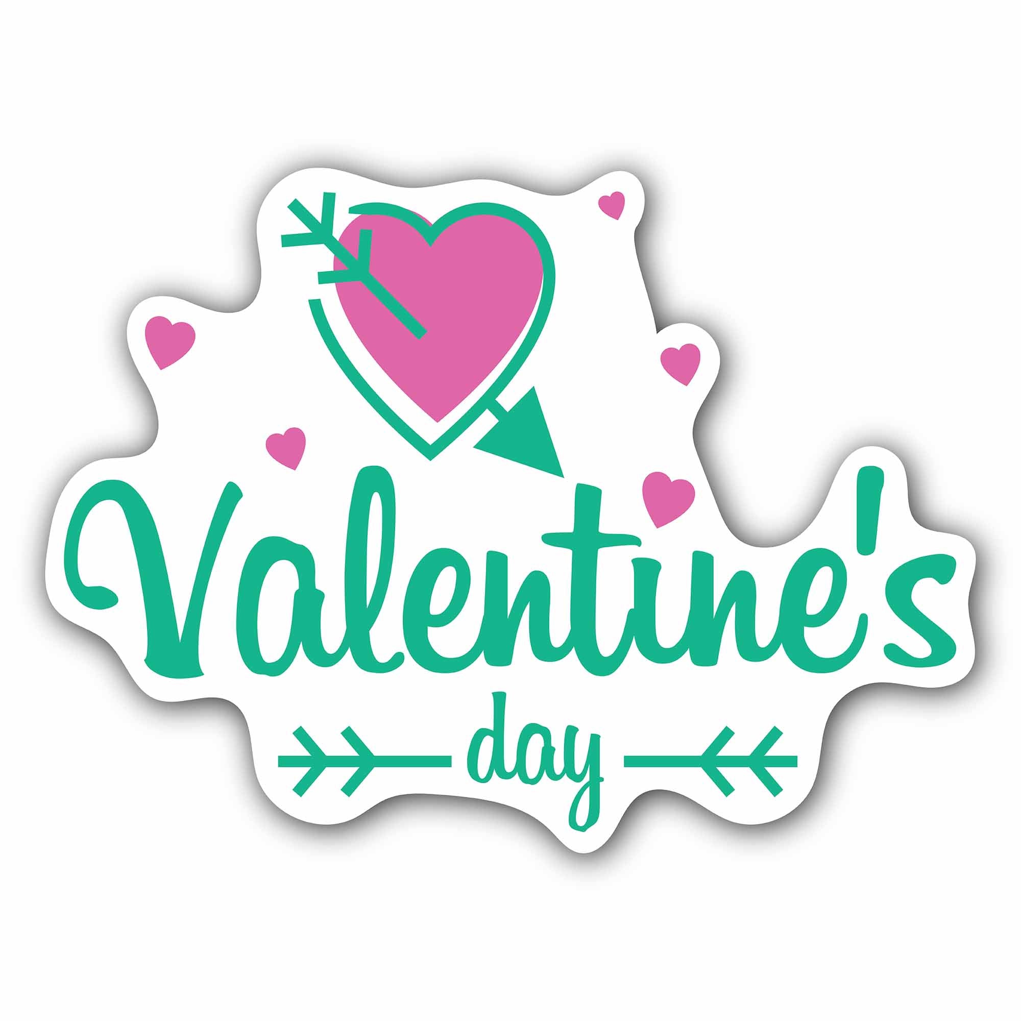 Green Color Valentine's Day Sticker, Waterproof Vinyl Decal Sticker Indoor Or Outdoor 2 (Pieces) 3" and 5"