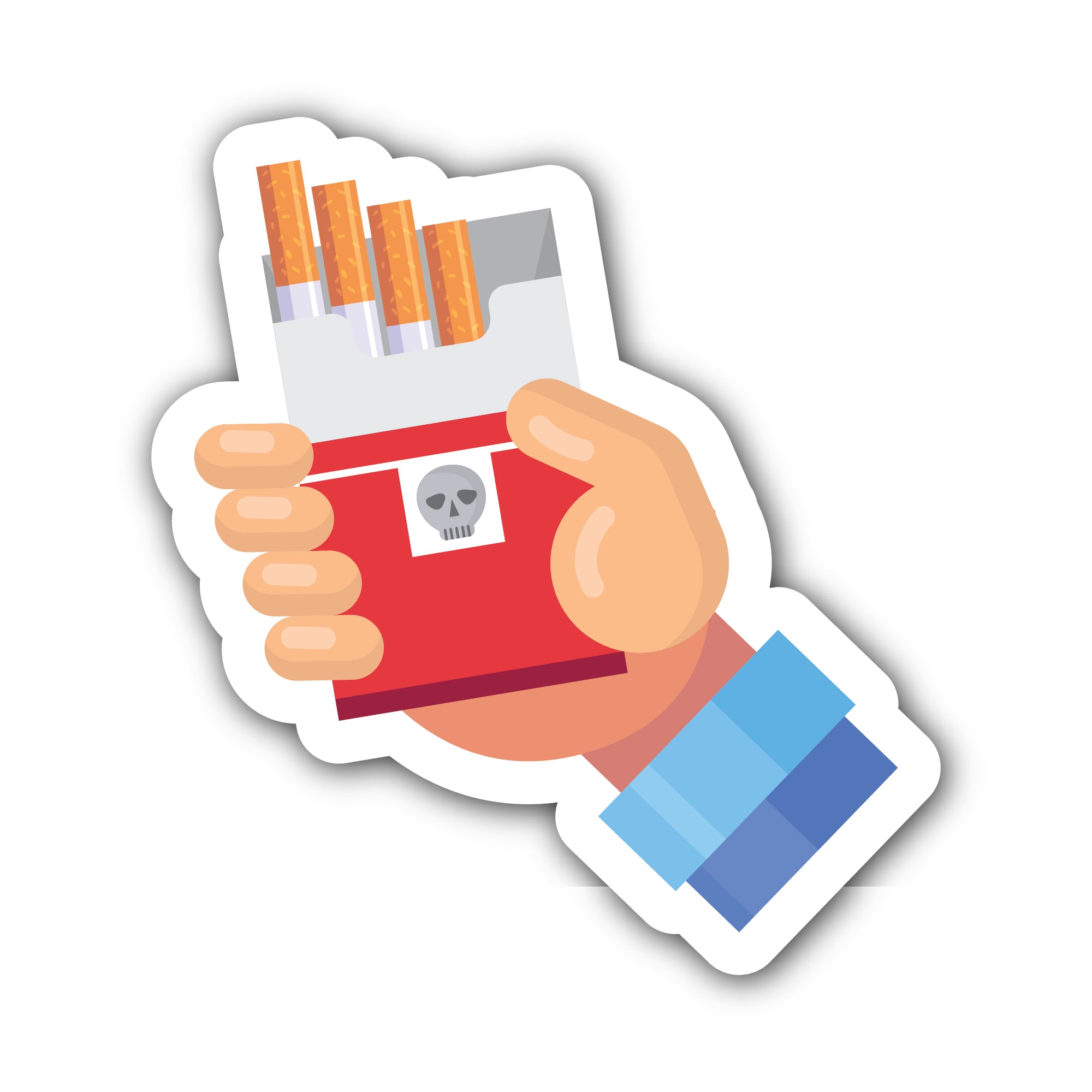 Hand with Cigarette Package Sticker, Waterproof Vinyl Decal Sticker Indoor Or Outdoor 2 (Pieces) 3" and 5"