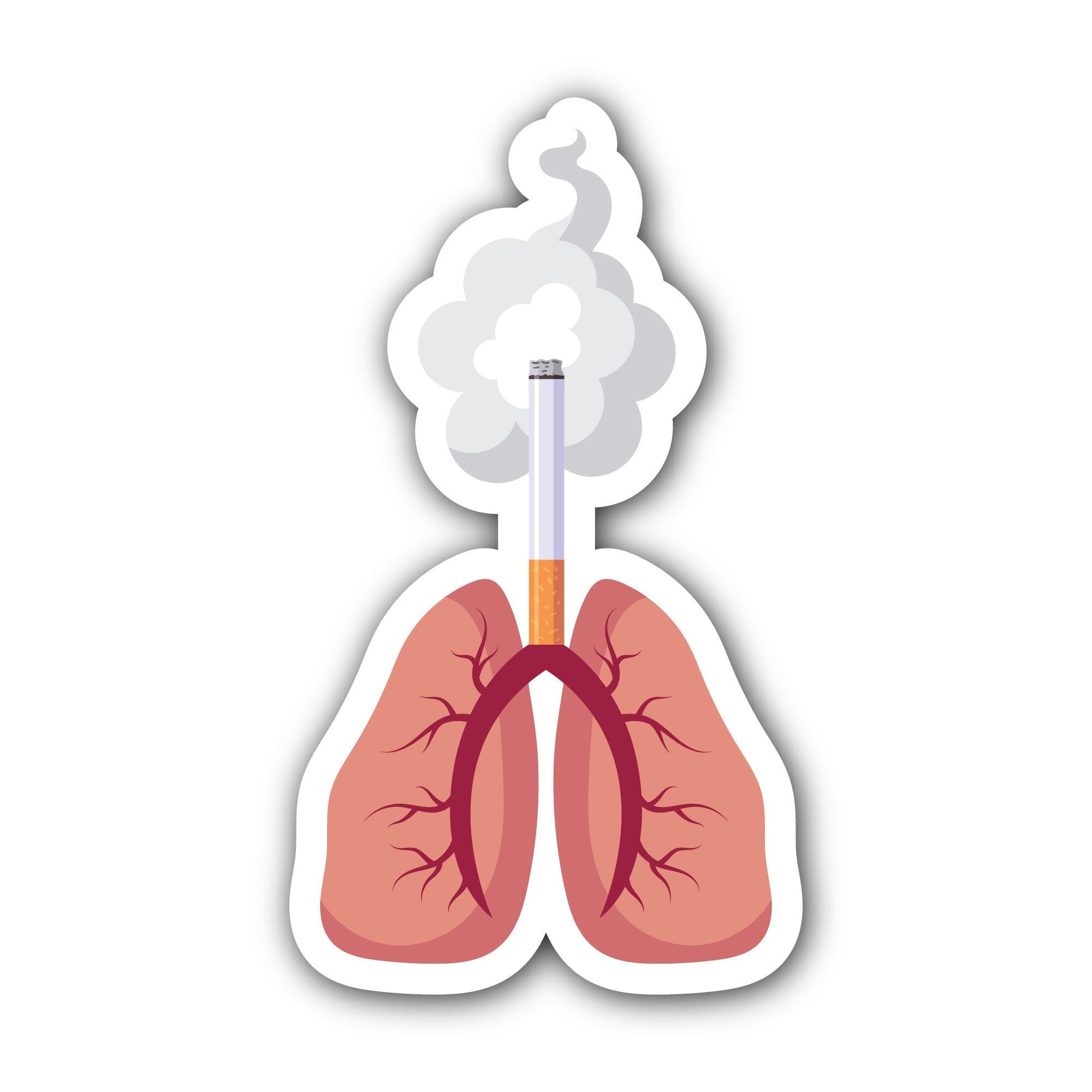 Tobacco Ruined The Lungs Titel Sticker, Waterproof Vinyl Decal Sticker Indoor Or Outdoor 2 (Pieces) 3" and 5"