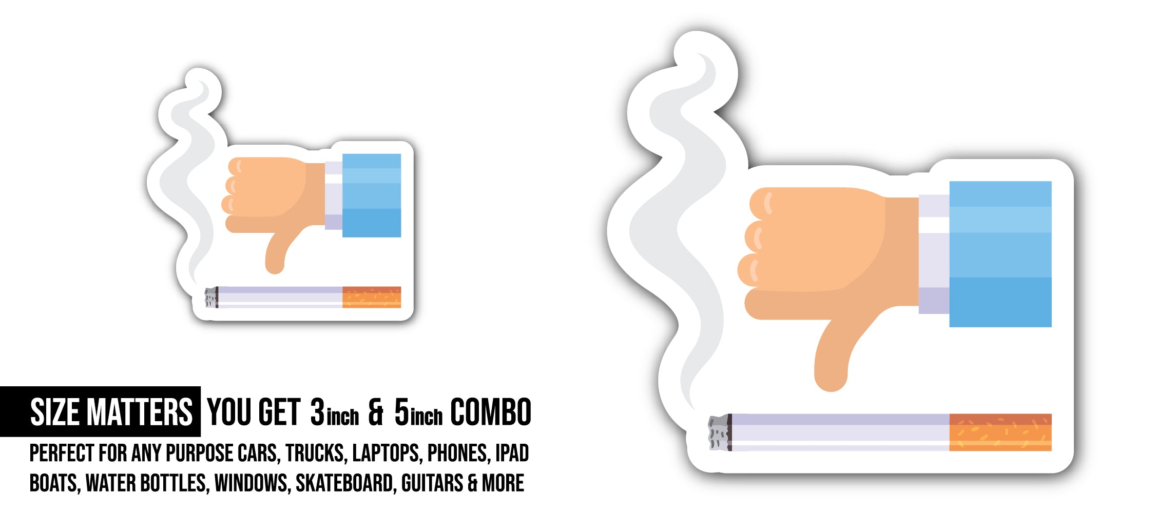 Smoking Ban Sticker, Waterproof Vinyl Decal Sticker Indoor Or Outdoor 2 (Pieces) 3" and 5"