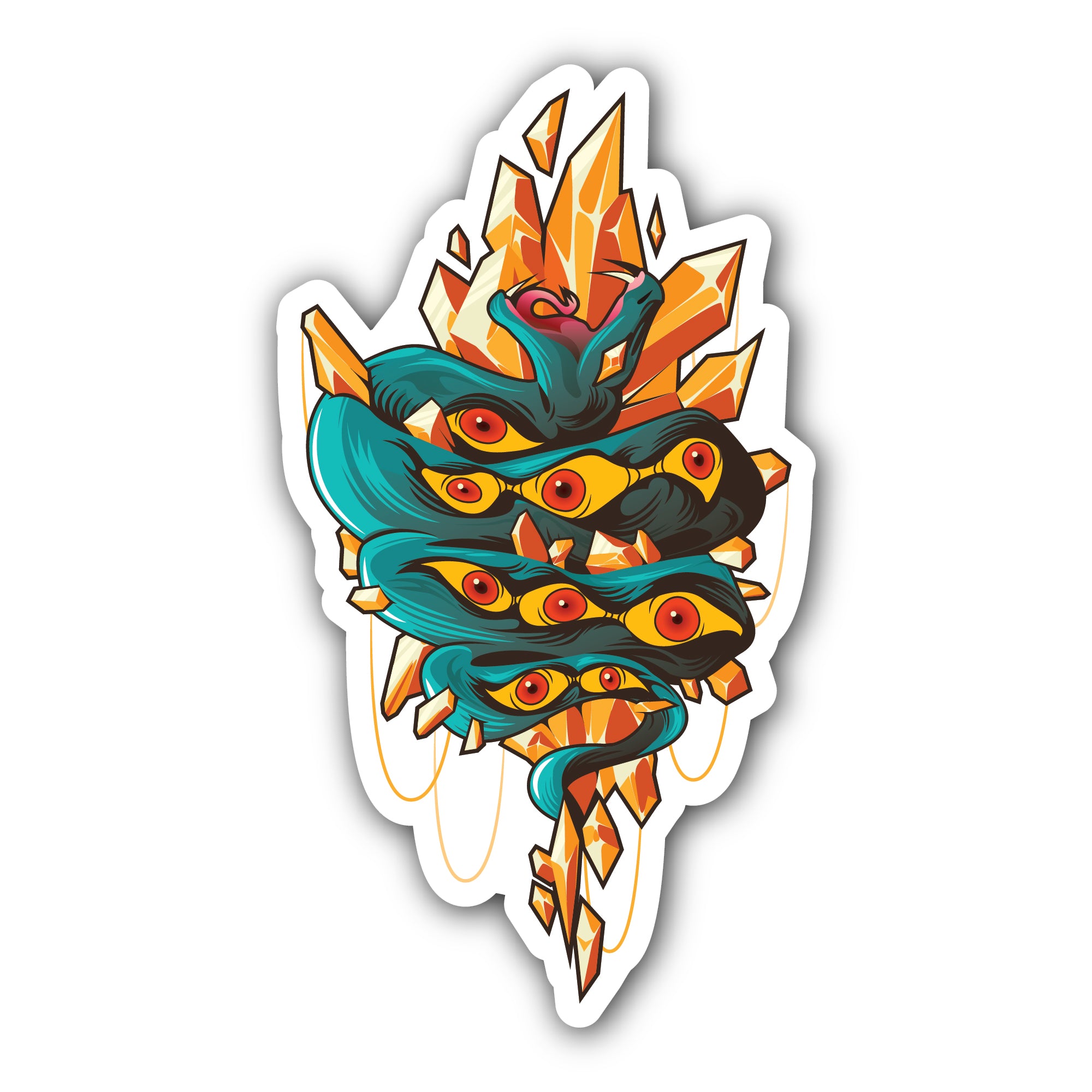 Tattoo Art with Snake with Pattern of Eyes Sticker, Waterproof Vinyl Decal Sticker Indoor Or Outdoor 2 (Pieces) 3" and 5"