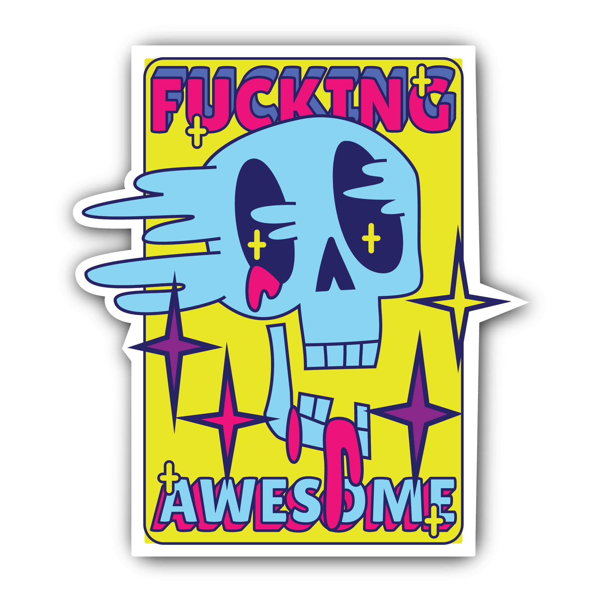 Blue Skull Sticker, Waterproof Vinyl Decal Sticker Indoor Or Outdoor 2 (Pieces) 3" and 5"