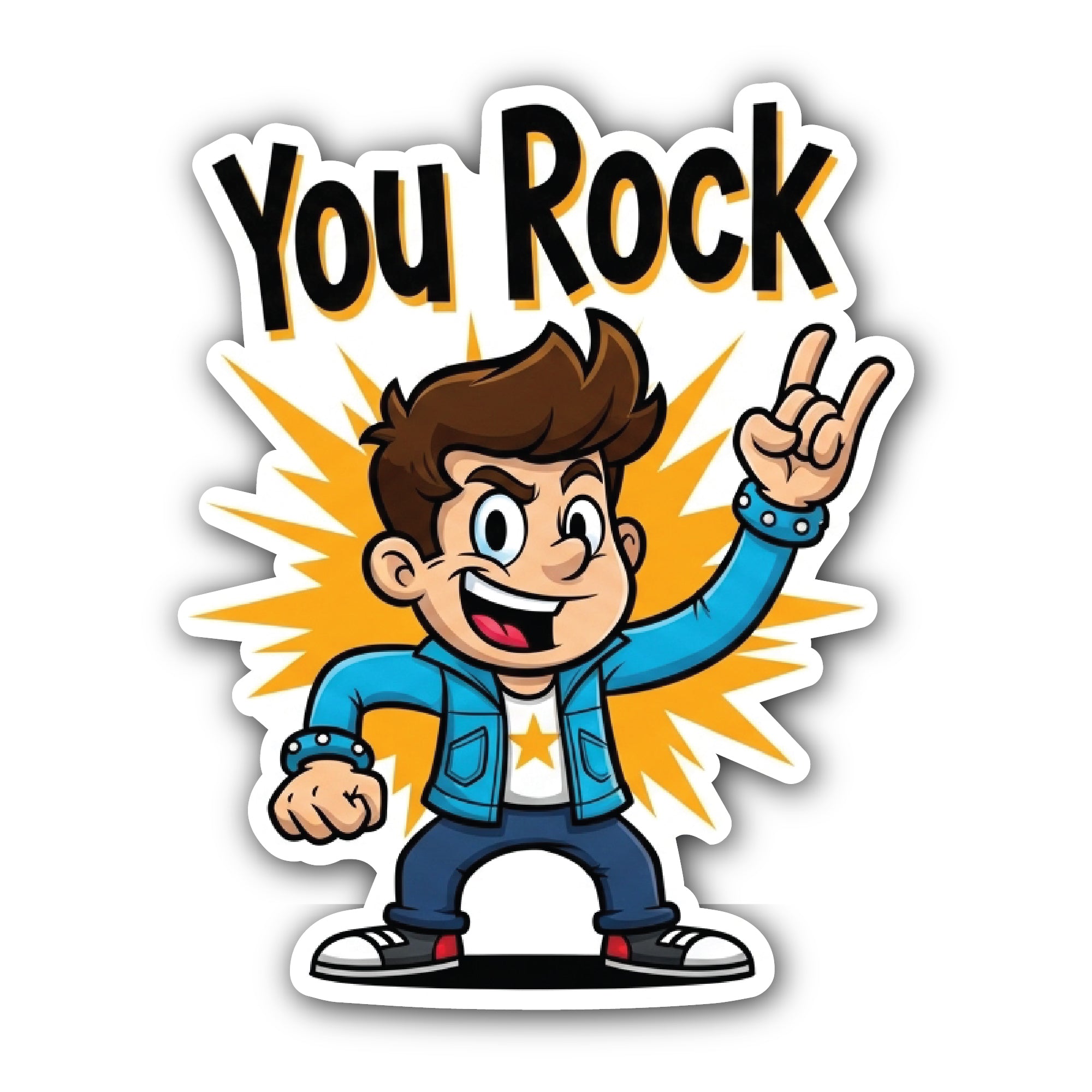 You Rock Sticker, Waterproof Vinyl Decal Sticker Indoor Or Outdoor 2 (Pieces) 3" and 5"