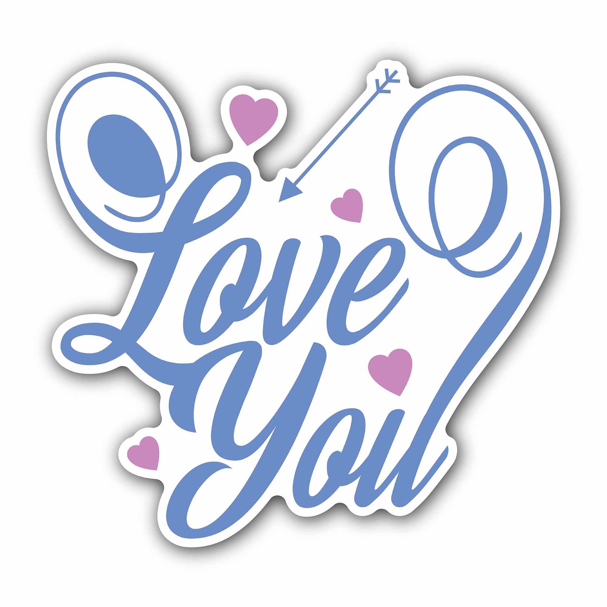 Blue Color Love Text Sticker, Waterproof Vinyl Decal Sticker Indoor Or Outdoor 2 (Pieces) 3" and 5"