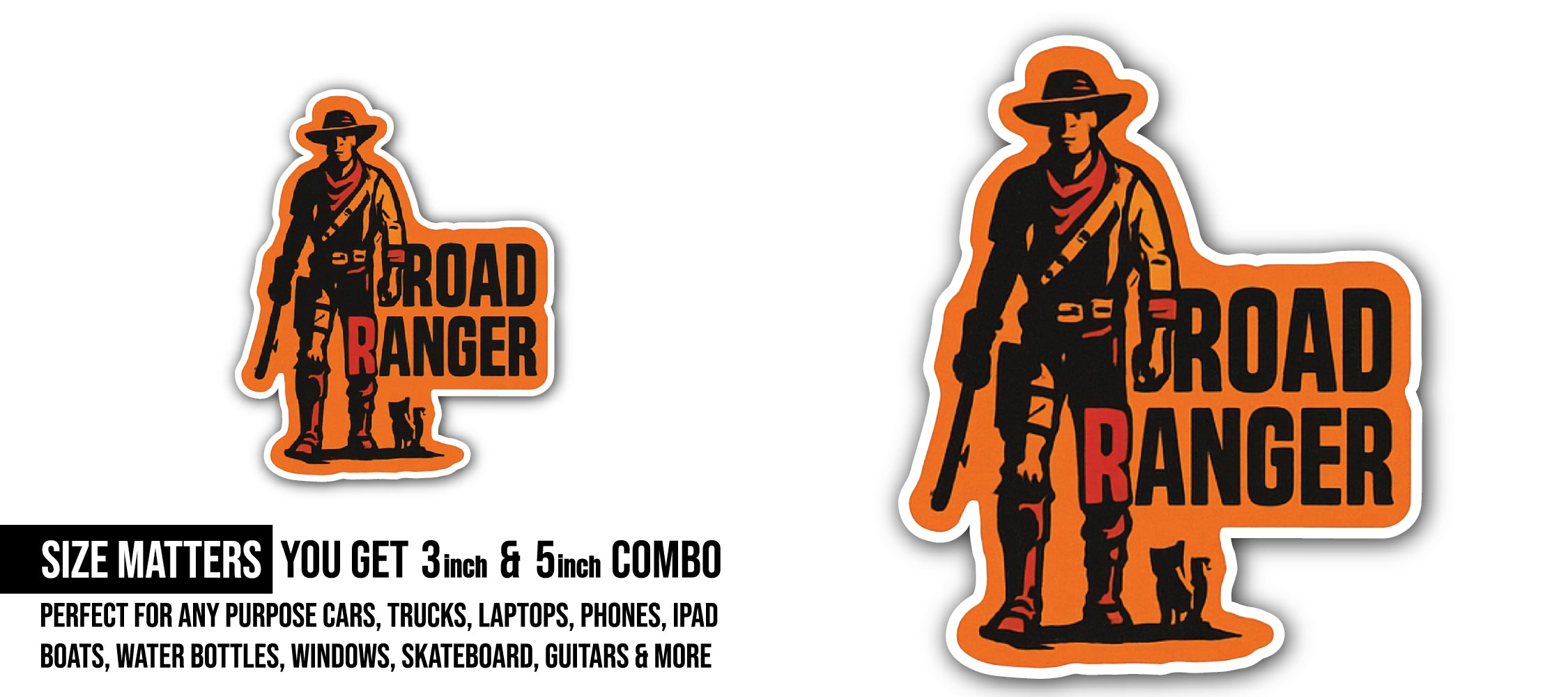 Broad Ranger Sticker, Waterproof Vinyl Decal Sticker Indoor Or Outdoor 2 (Pieces) 3" and 5"