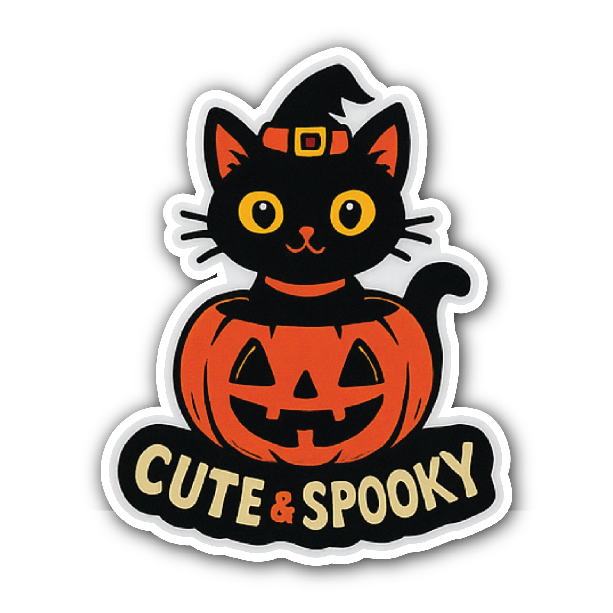 Halloween Kitty Sticker, Waterproof Vinyl Decal Sticker Indoor Or Outdoor 2 (Pieces) 3" and 5"