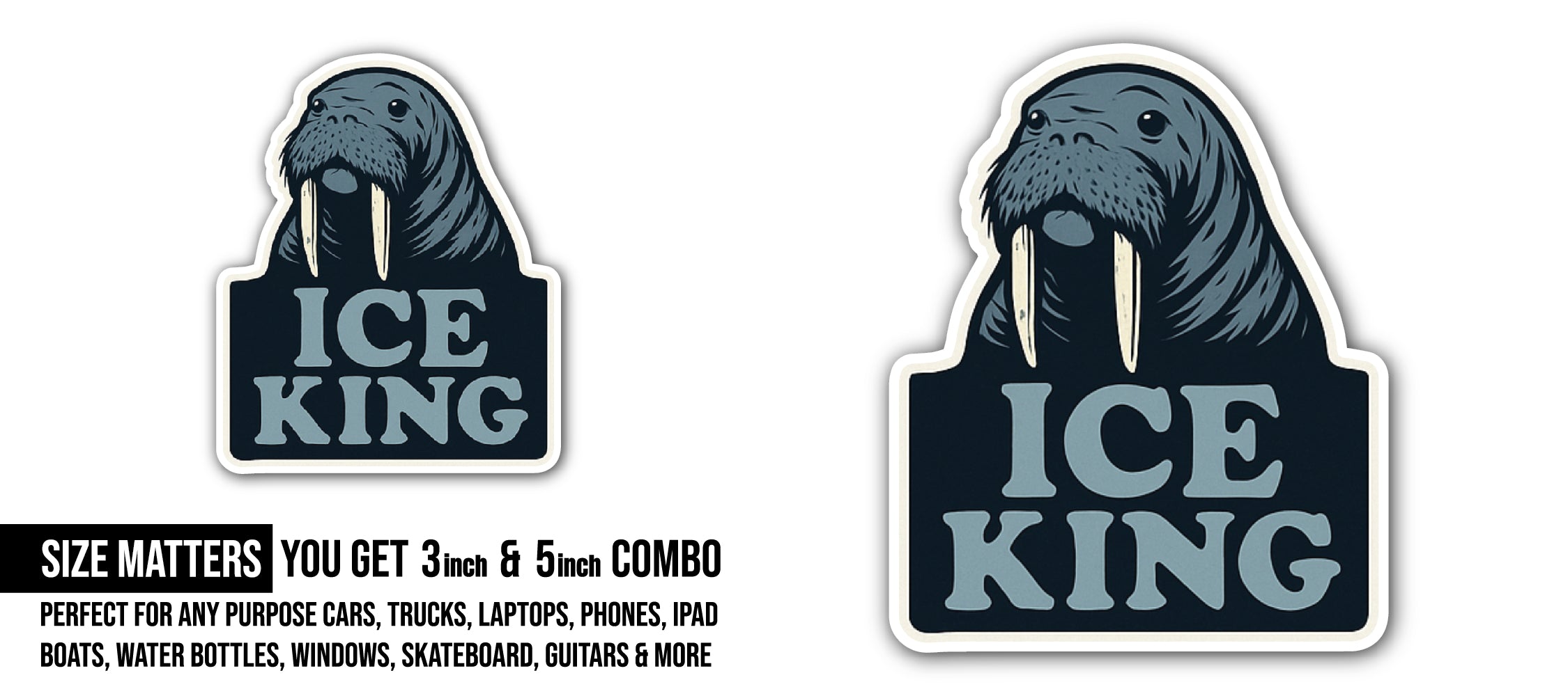 Ice King Sticker, Waterproof Vinyl Decal Sticker Indoor Or Outdoor 2 (Pieces) 3" and 5"