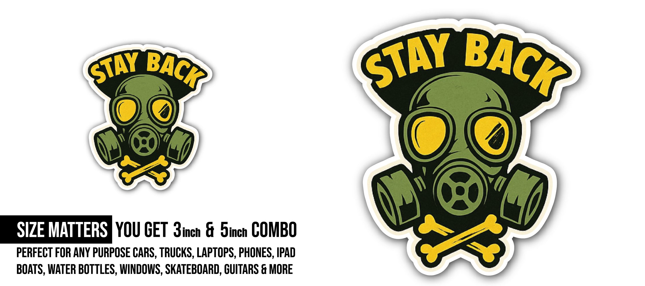 Stay Back Sticker, Waterproof Vinyl Decal Sticker Indoor Or Outdoor 2 (Pieces) 3" and 5"