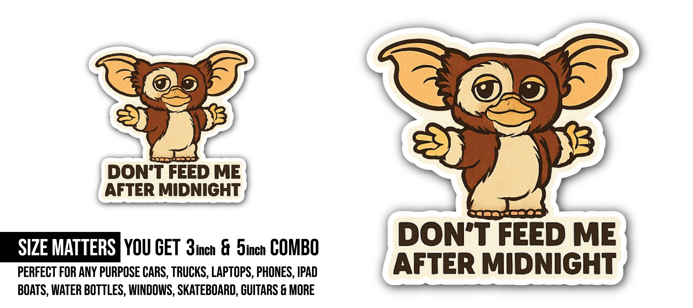 Gremlins Sticker, Waterproof Vinyl Decal Sticker Indoor Or Outdoor 2 (Pieces) 3" and 5"