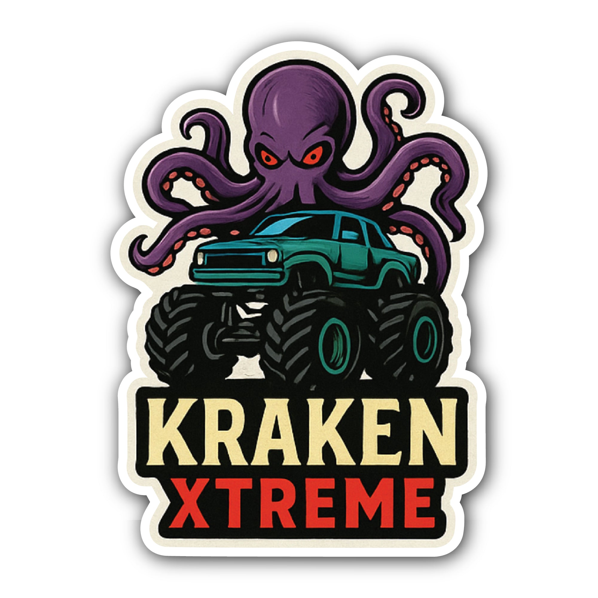 Kraken Xtreme Sticker, Waterproof Vinyl Decal Sticker Indoor Or Outdoor 2 (Pieces) 3" and 5"