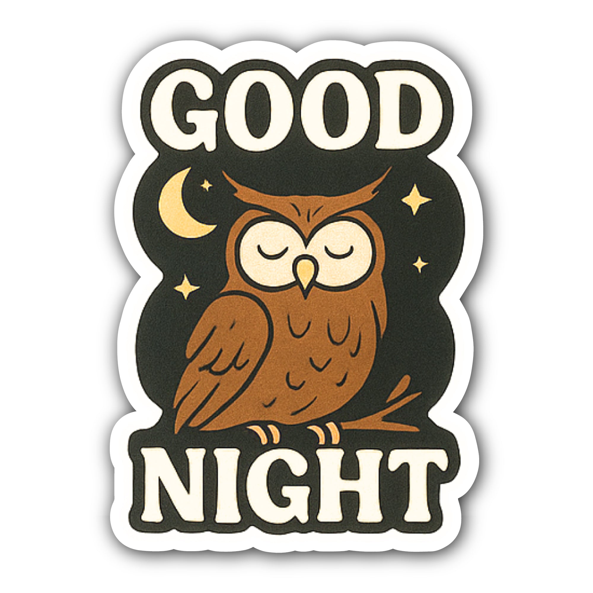 Good Night Sticker, Waterproof Vinyl Decal Sticker Indoor Or Outdoor 2 (Pieces) 3" and 5"