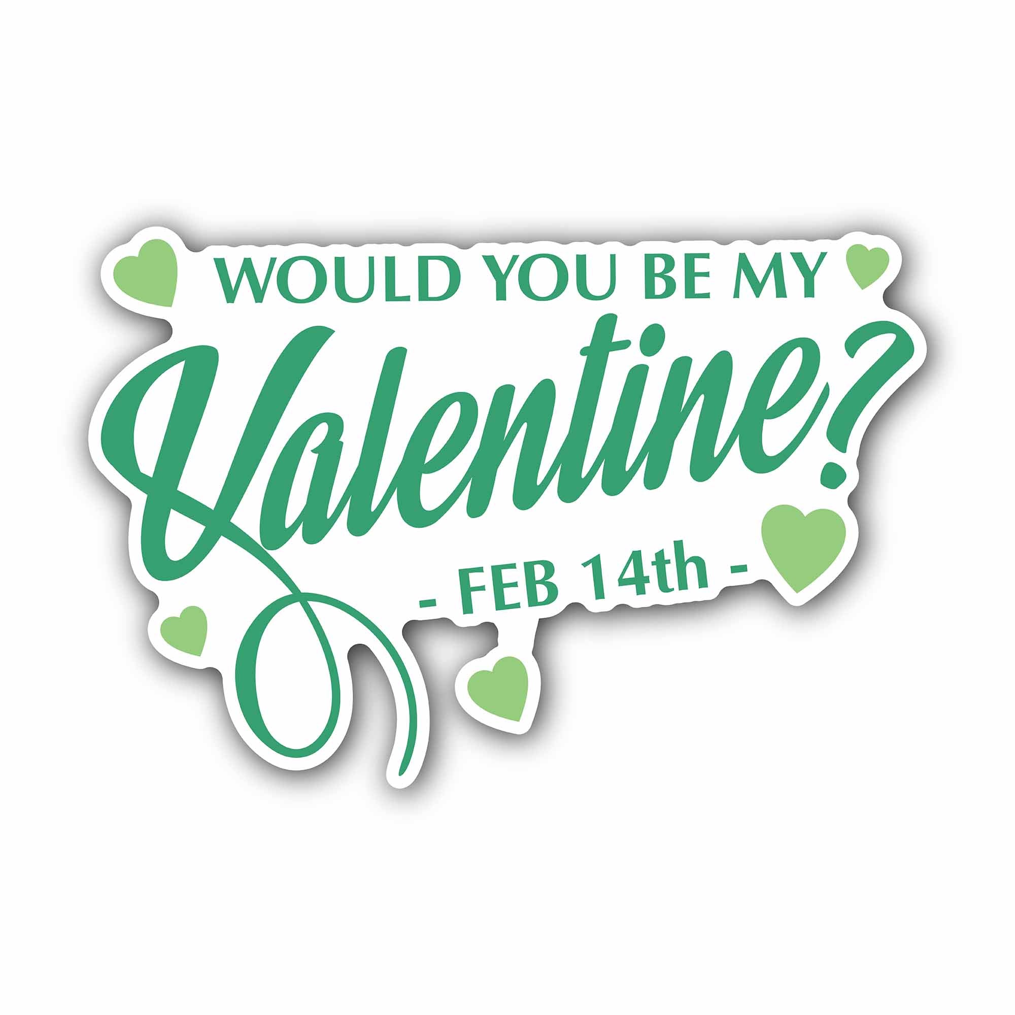 Green Color Valentine Love Sticker, Waterproof Vinyl Decal Sticker Indoor Or Outdoor 2 (Pieces) 3" and 5"