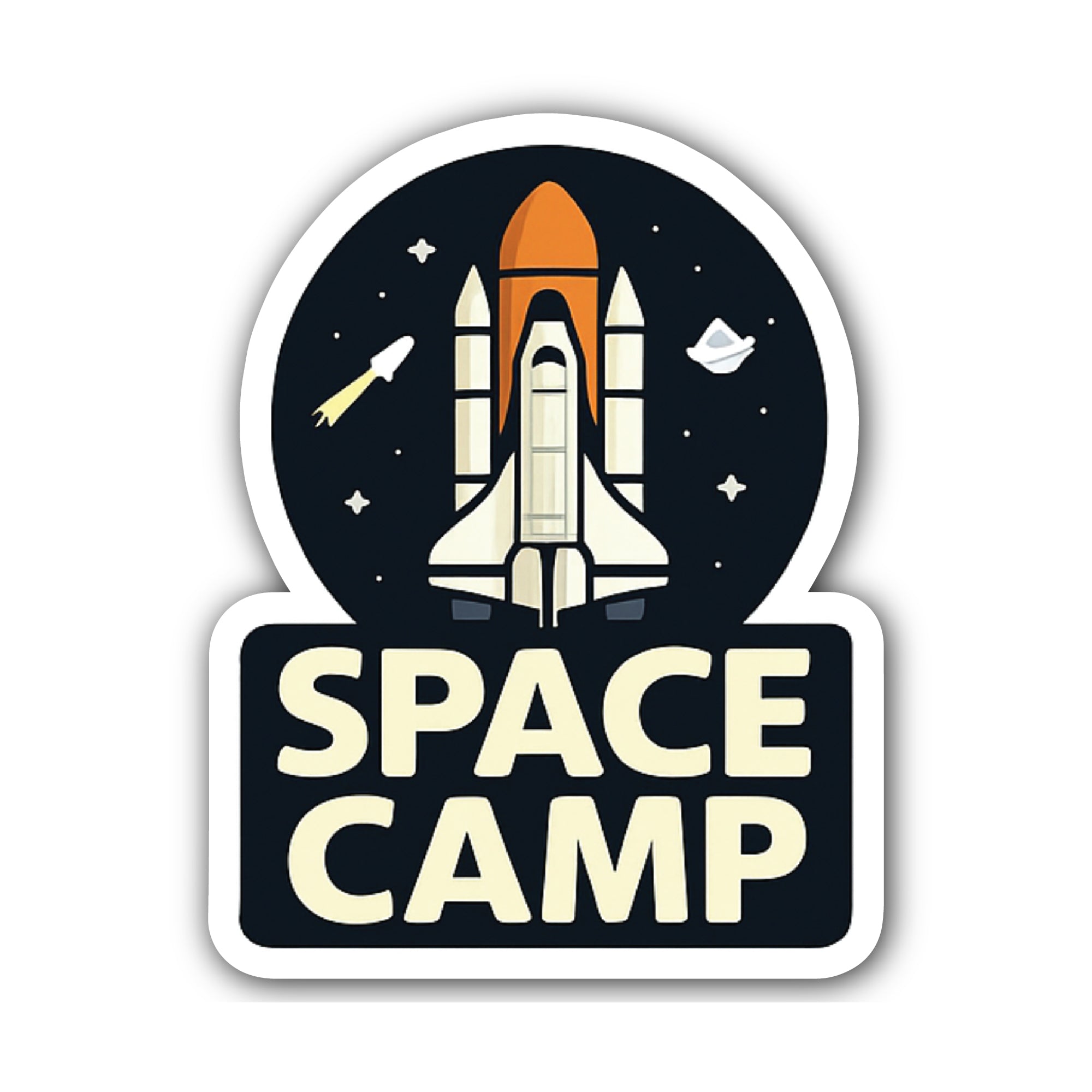 Space Camp Sticker, Waterproof Vinyl Decal Sticker Indoor Or Outdoor 2 (Pieces) 3" and 5"
