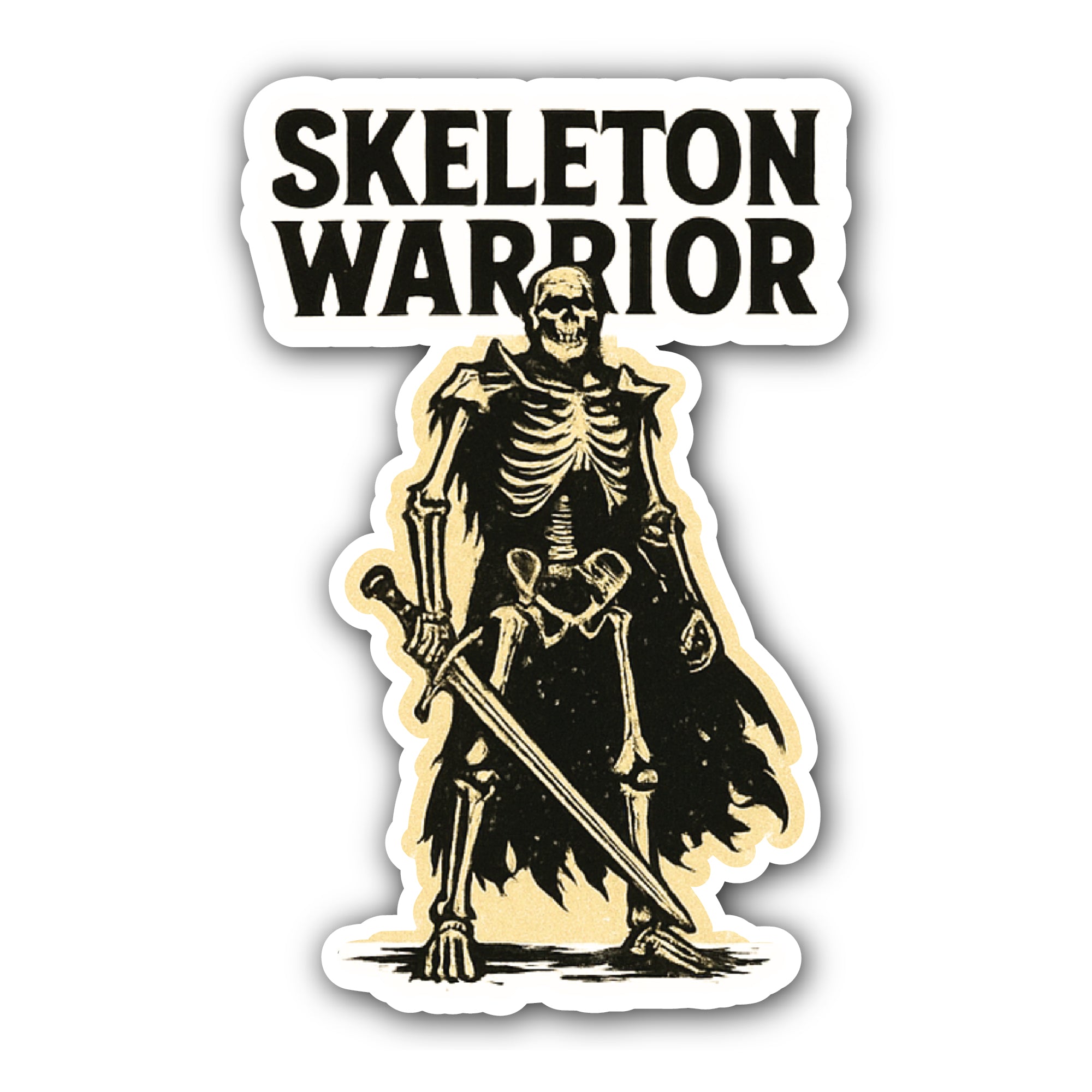 Skeleton Warrior Sticker, Waterproof Vinyl Decal Sticker Indoor Or Outdoor 2 (Pieces) 3" and 5"