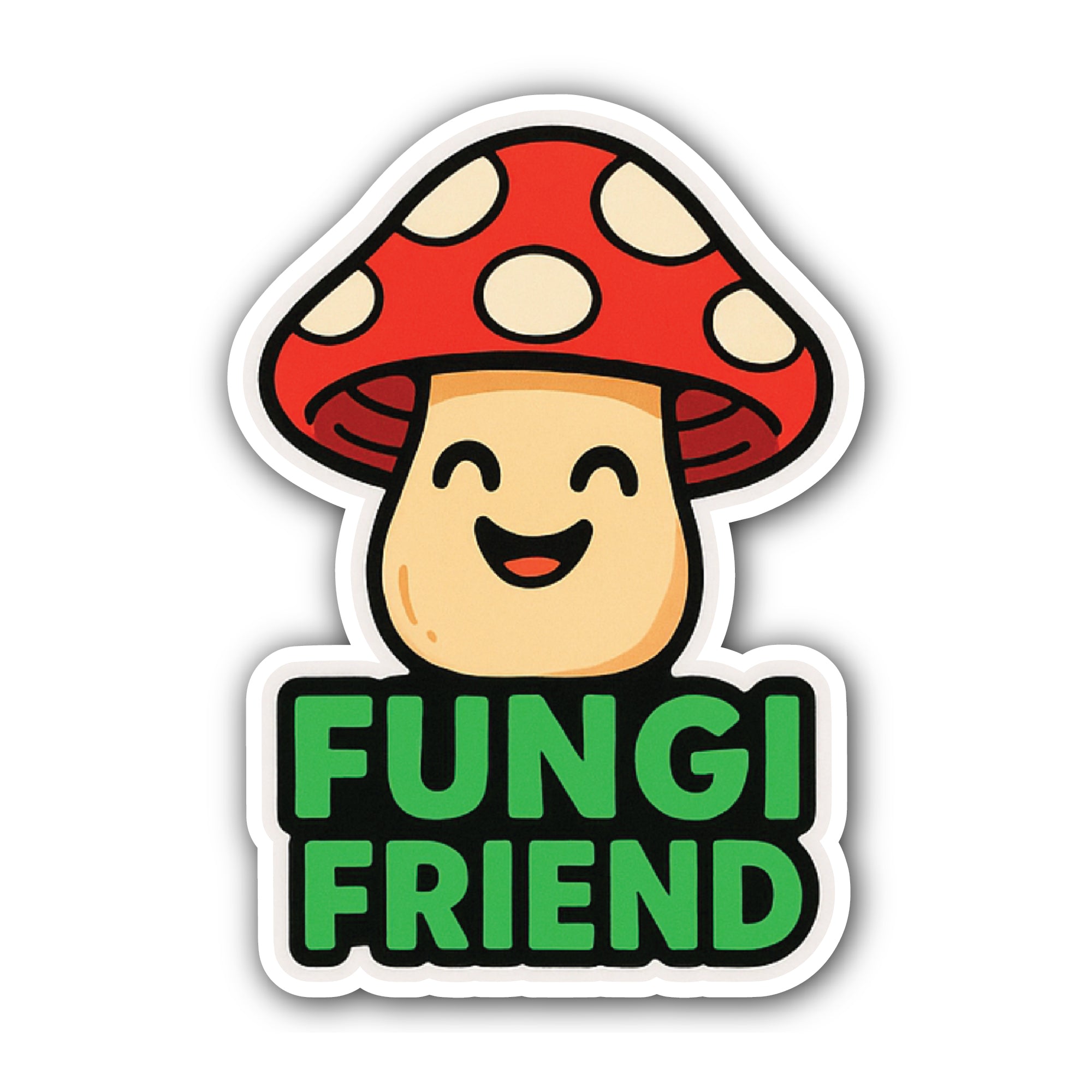 Fungi Friend Sticker, Waterproof Vinyl Decal Sticker Indoor Or Outdoor 2 (Pieces) 3" and 5"