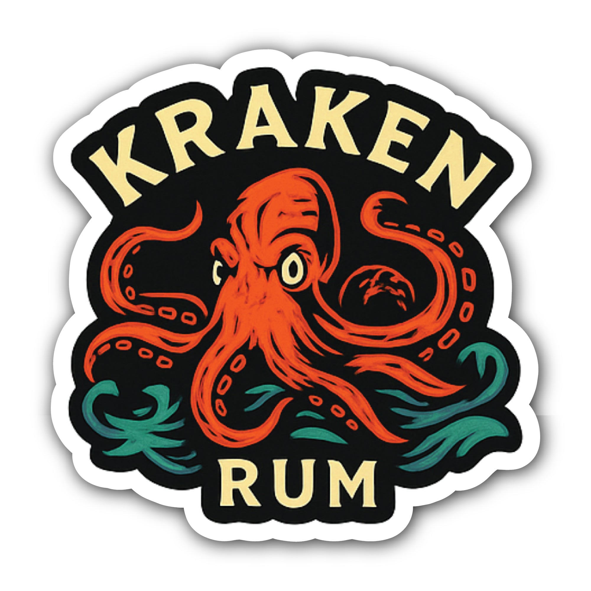 Kraken Rum Sticker, Waterproof Vinyl Decal Sticker Indoor Or Outdoor 2 (Pieces) 3" and 5"