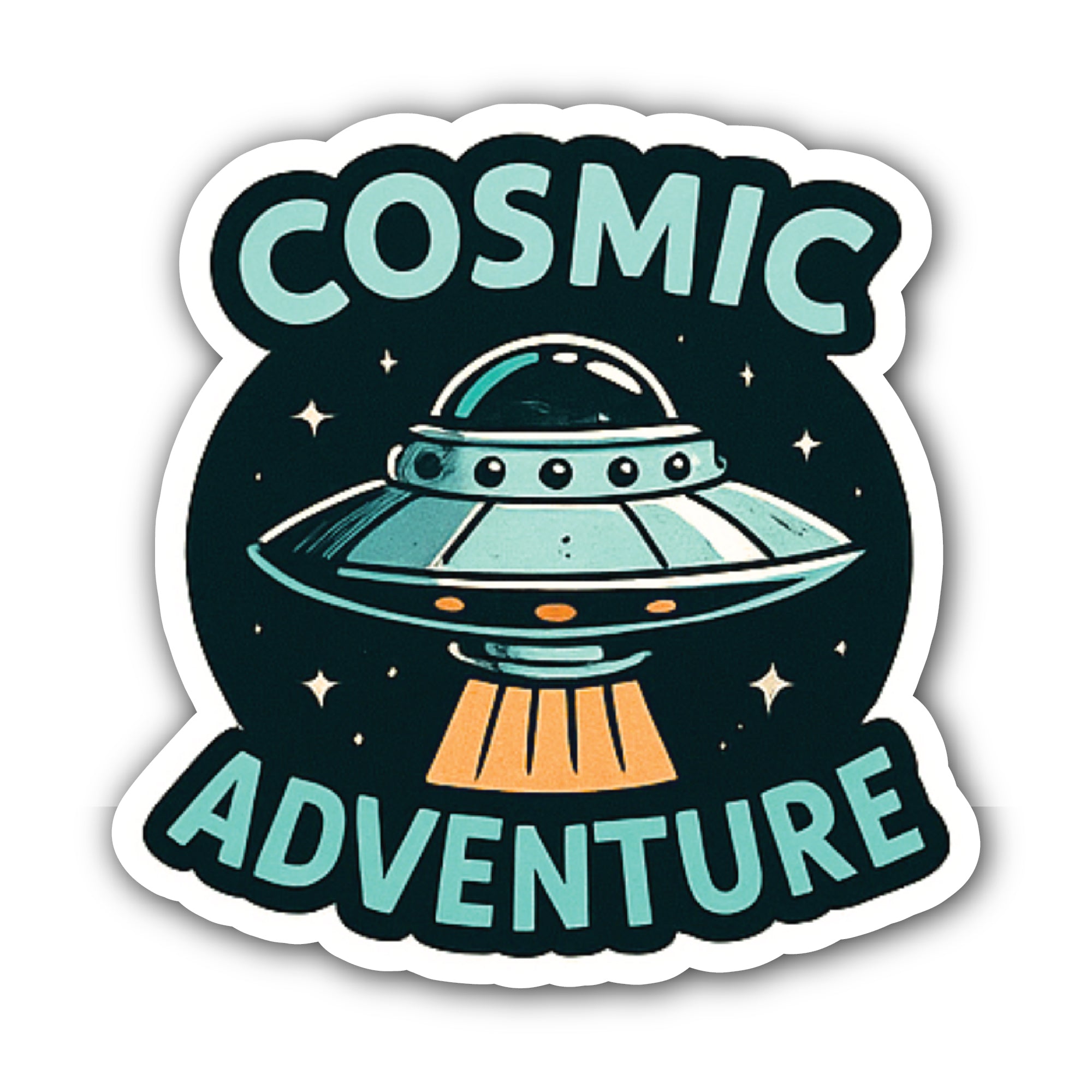 Cosmic Adventure Sticker, Waterproof Vinyl Decal Sticker Indoor Or Outdoor 2 (Pieces) 3" and 5"