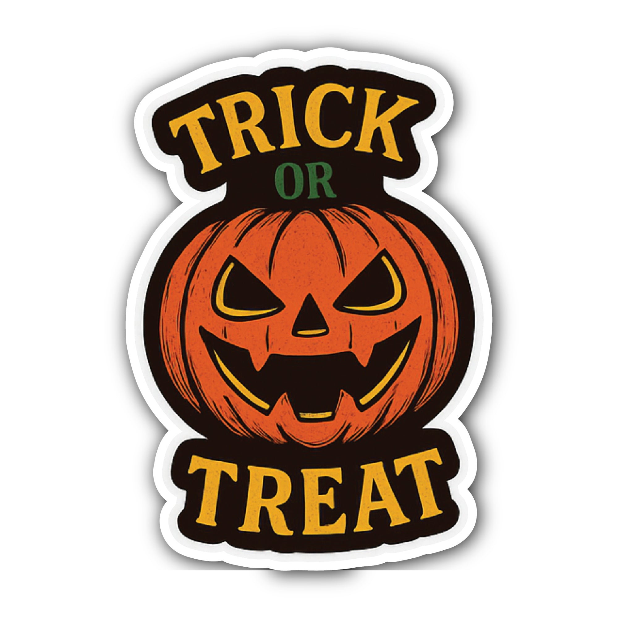 Trick-or-Treat Sticker, Waterproof Vinyl Decal Sticker Indoor Or Outdoor 2 (Pieces) 3" and 5"