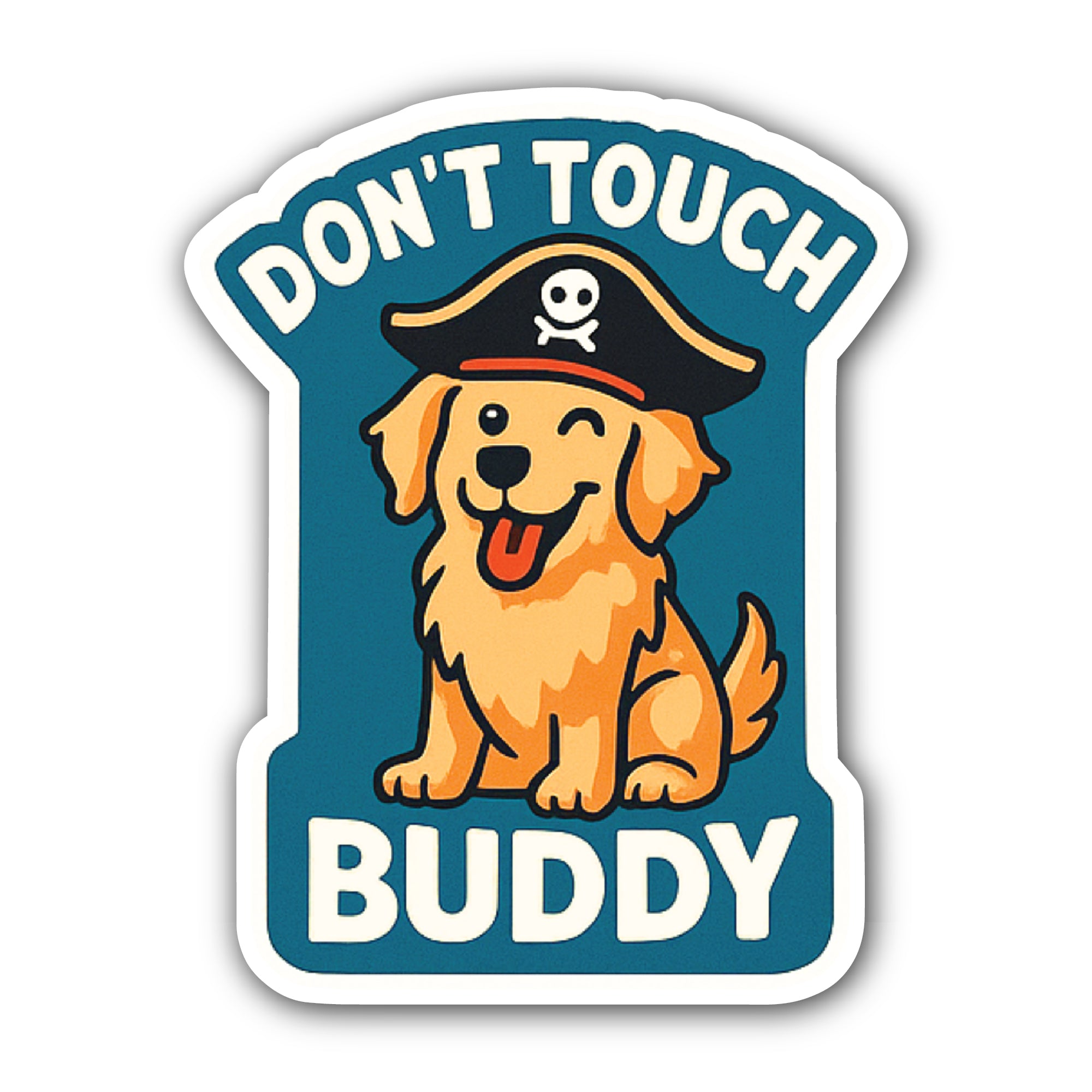 Cute a Golden Retriever with Pirate Hat Sticker, Waterproof Vinyl Decal Sticker Indoor Or Outdoor 2 (Pieces) 3" and 5"