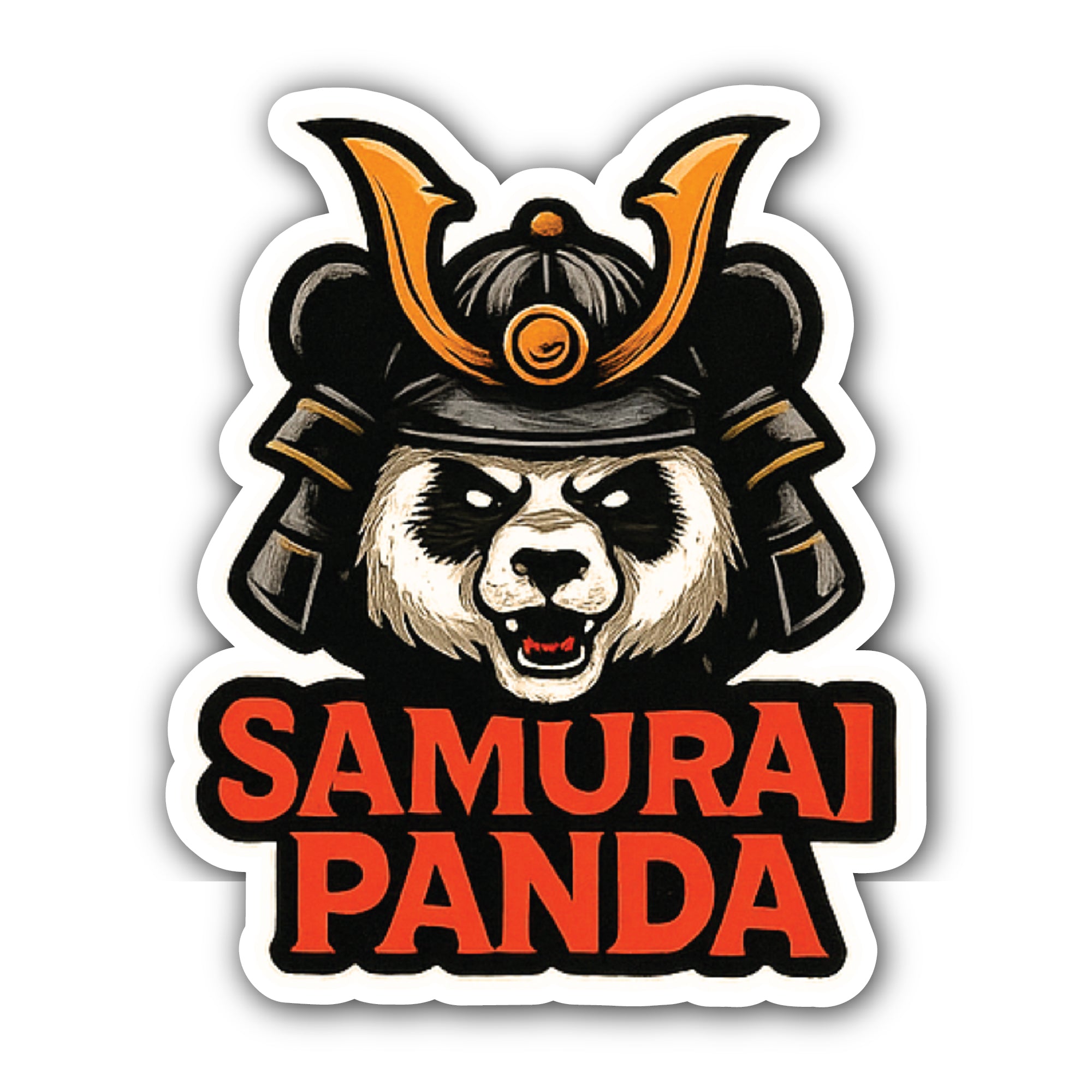 Samurai Panda Sticker, Waterproof Vinyl Decal Sticker Indoor Or Outdoor 2 (Pieces) 3" and 5"