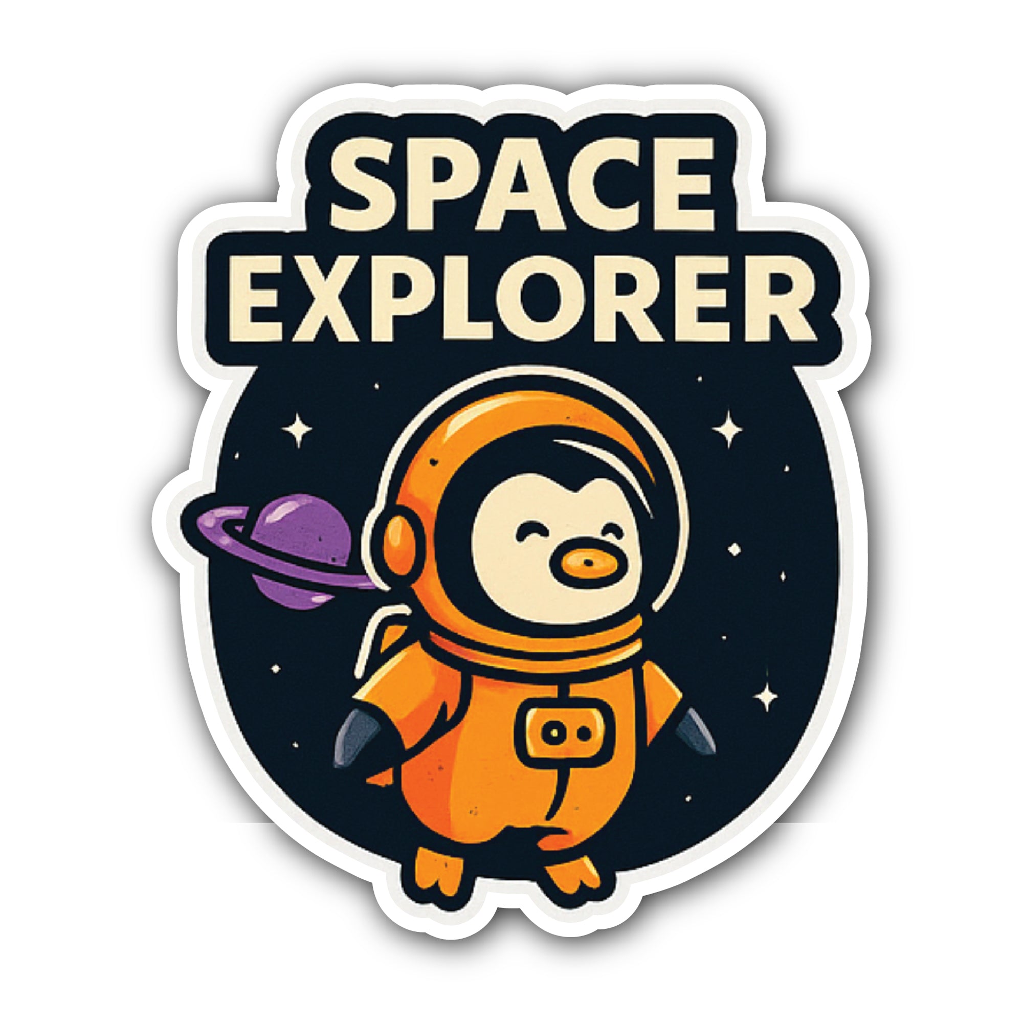 Space Explorer Sticker, Waterproof Vinyl Decal Sticker Indoor Or Outdoor 2 (Pieces) 3" and 5"