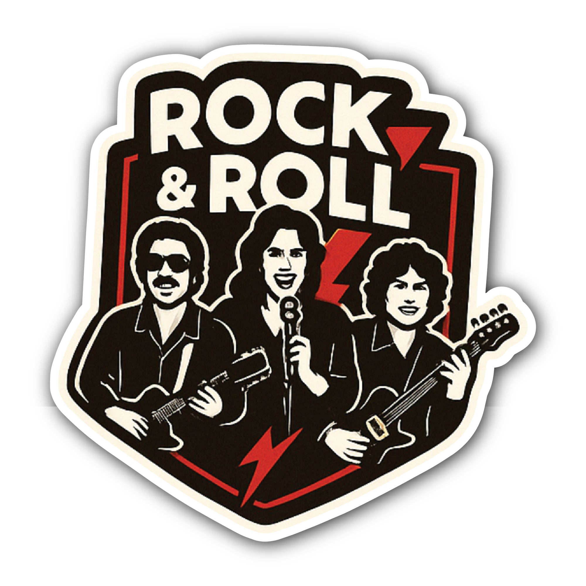 Rock & Roll Sticker, Waterproof Vinyl Decal Sticker Indoor Or Outdoor 2 (Pieces) 3" and 5"