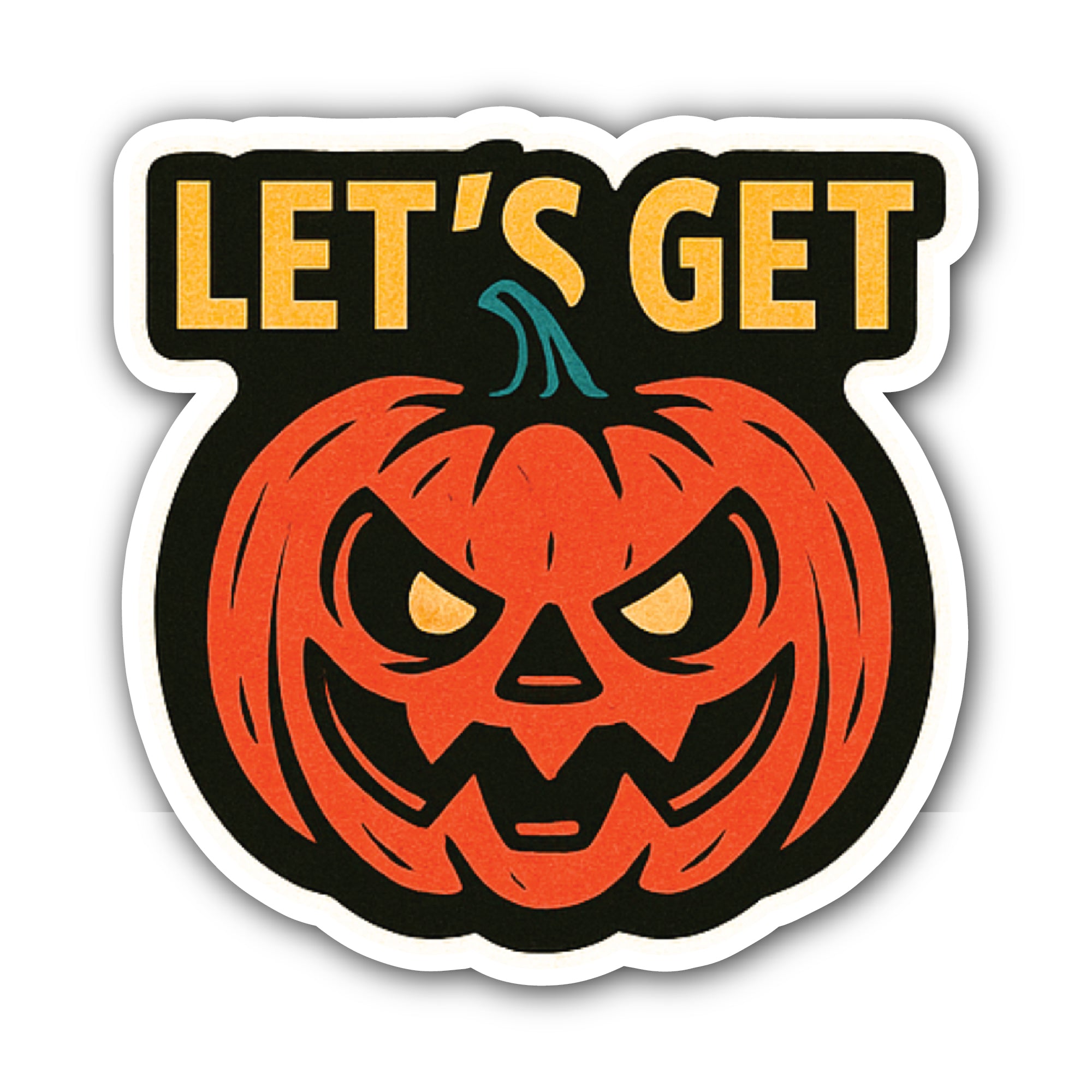 Angry Halloween Pumpkin Sticker, Waterproof Vinyl Decal Sticker Indoor Or Outdoor 2 (Pieces) 3" and 5"