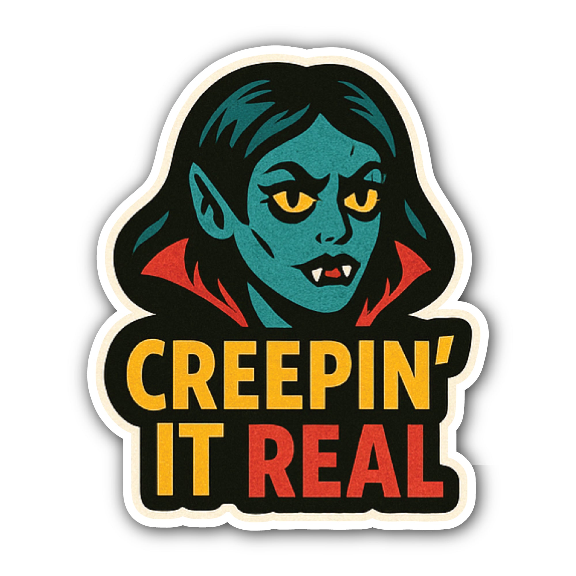 Creepin it Real Sticker, Waterproof Vinyl Decal Sticker Indoor Or Outdoor 2 (Pieces) 3" and 5"